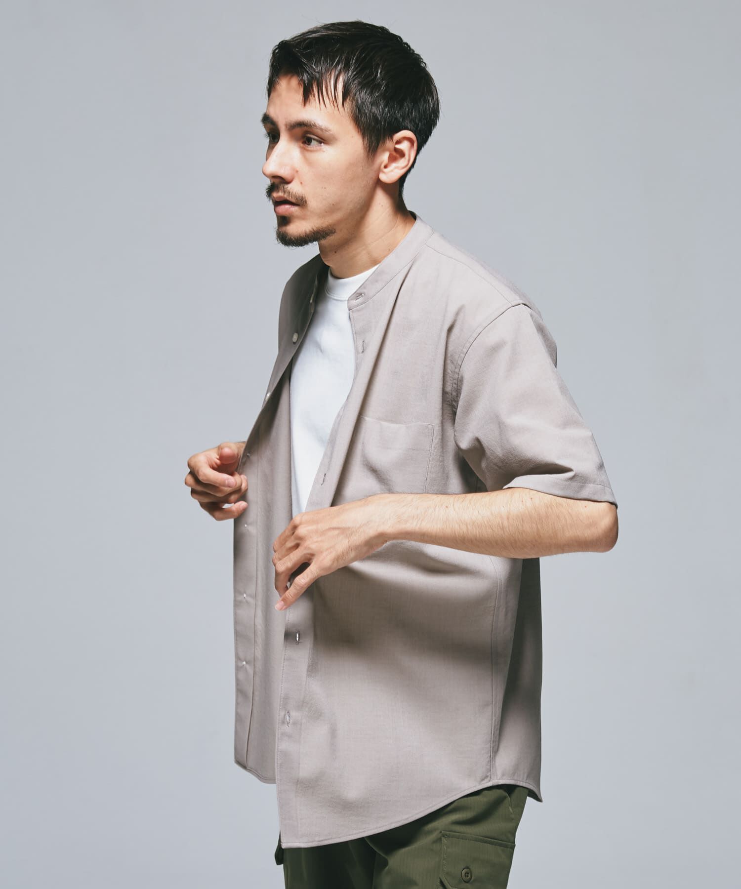 URBAN RESEARCH DOORS「『一部WEB限定』『UR TECH DRYLUXE』バンドカラーシャツ」|シャツ・ブラウス|