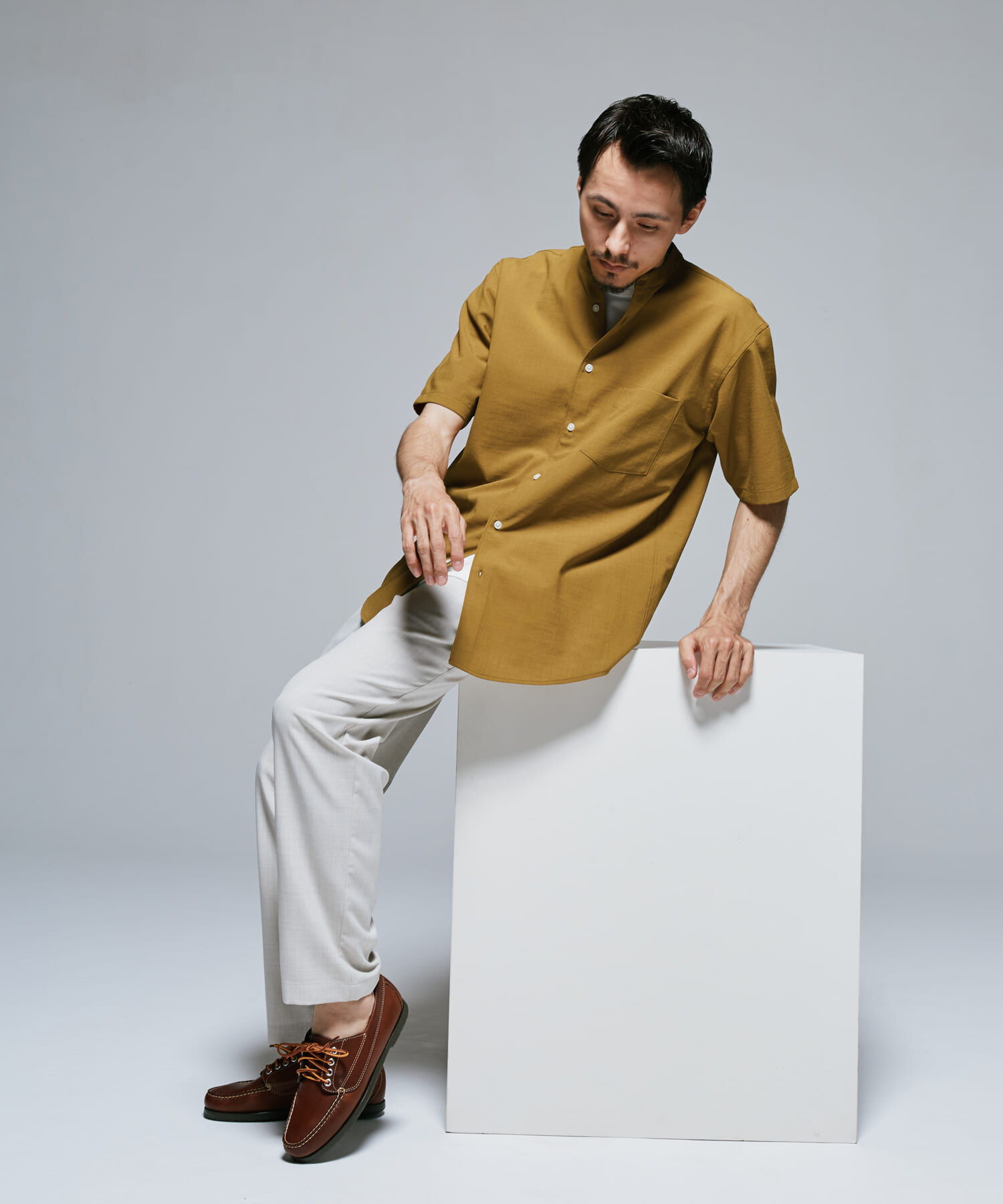 URBAN RESEARCH DOORS「『一部WEB限定』『UR TECH DRYLUXE』バンドカラーシャツ」|シャツ・ブラウス|