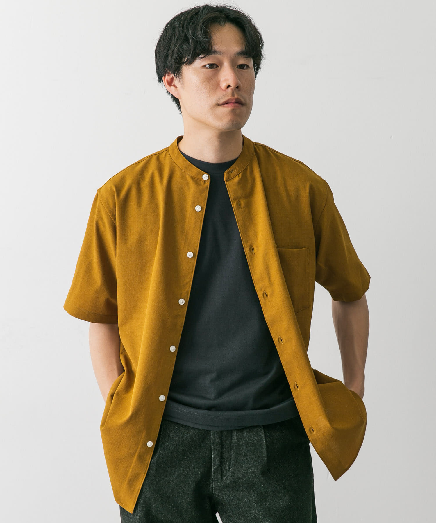 URBAN RESEARCH DOORS「『一部WEB限定』『UR TECH DRYLUXE』バンドカラーシャツ」|シャツ・ブラウス|