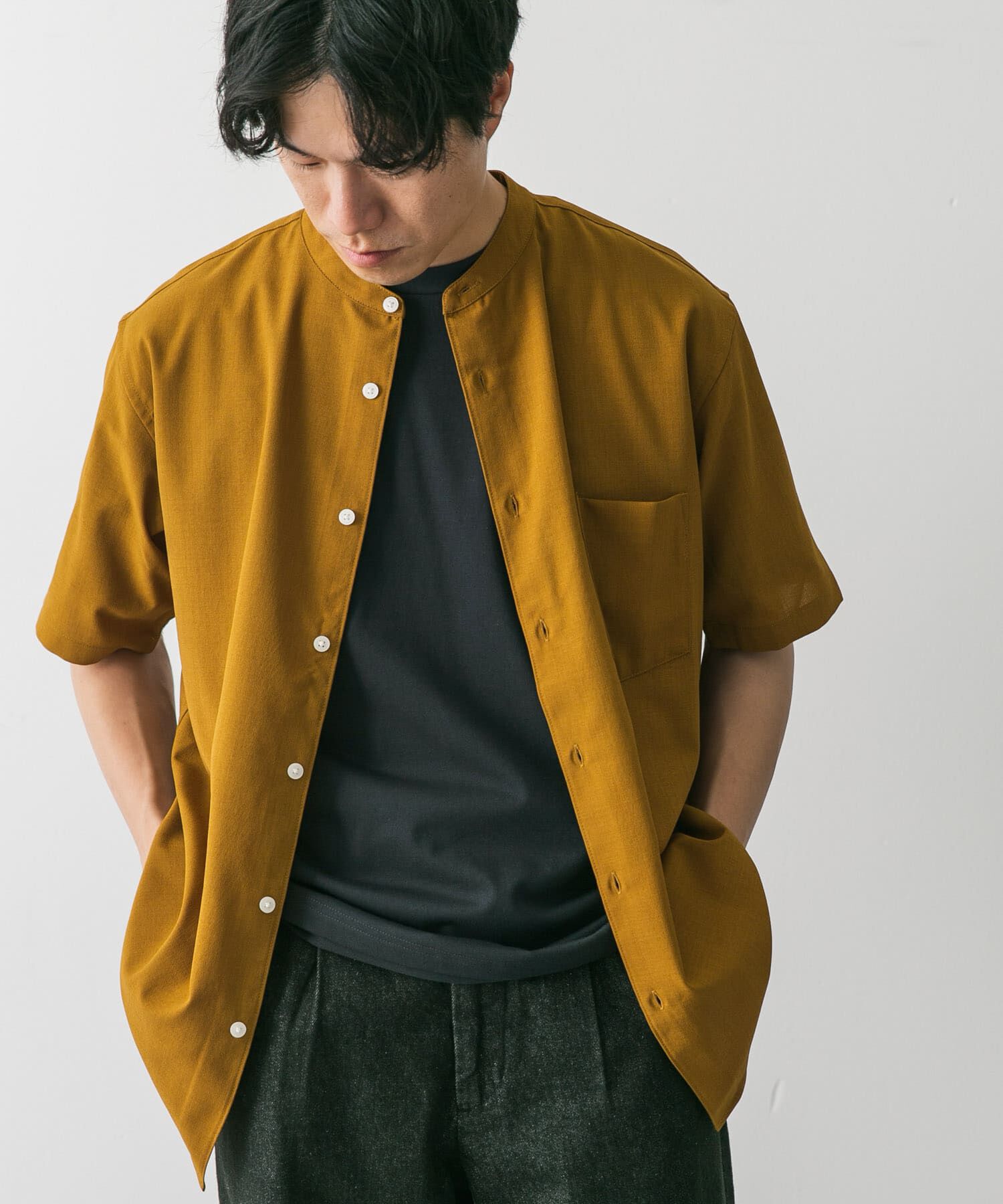 URBAN RESEARCH DOORS「『一部WEB限定』『UR TECH DRYLUXE』バンドカラーシャツ」|シャツ・ブラウス|