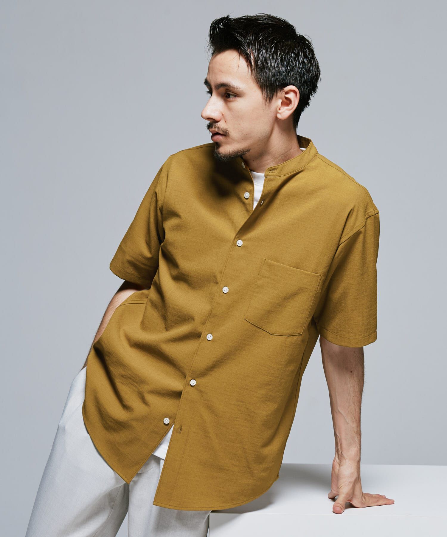 URBAN RESEARCH DOORS「『一部WEB限定』『UR TECH DRYLUXE』バンドカラーシャツ」|シャツ・ブラウス|