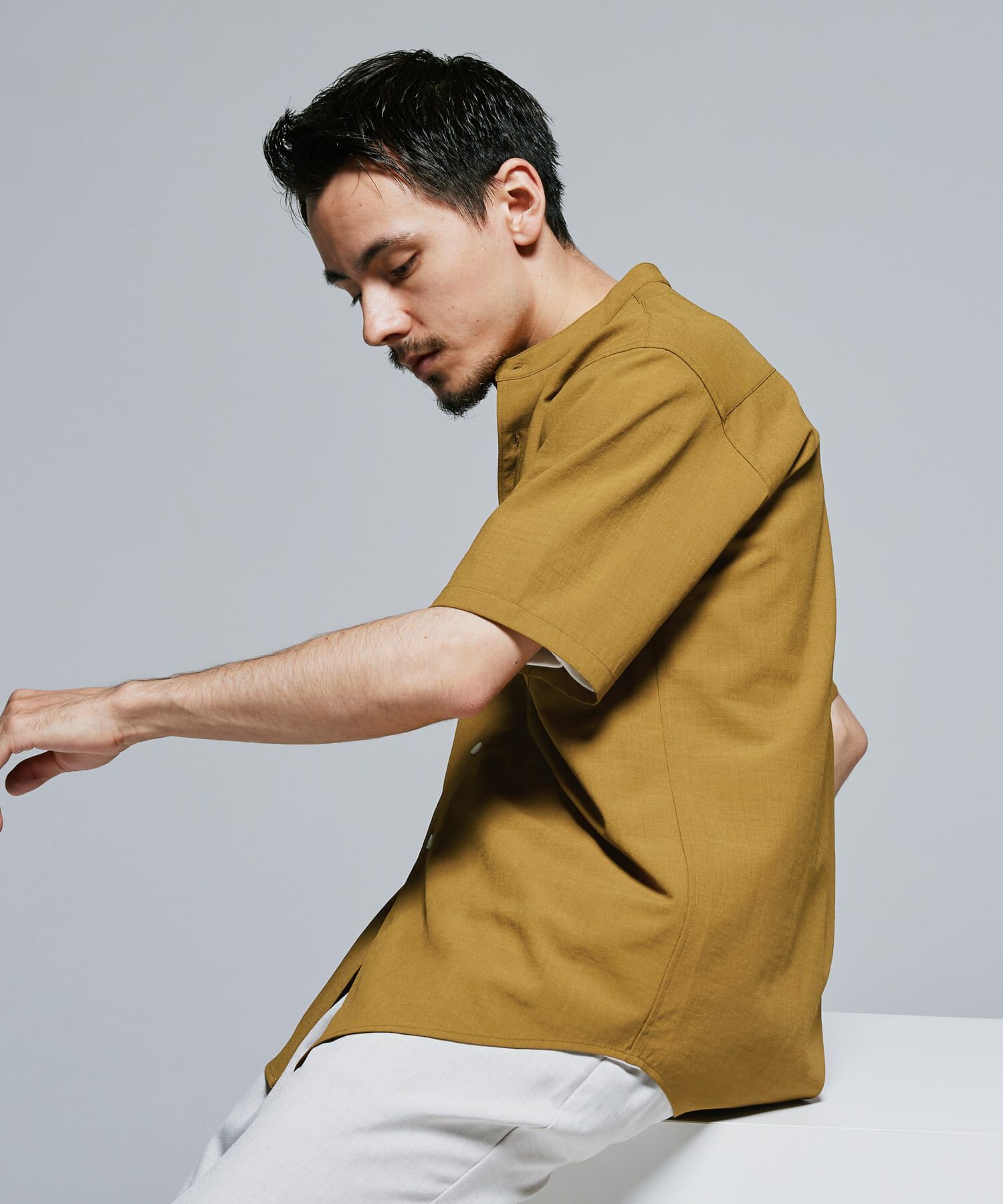 URBAN RESEARCH DOORS「『一部WEB限定』『UR TECH DRYLUXE』バンドカラーシャツ」|シャツ・ブラウス|