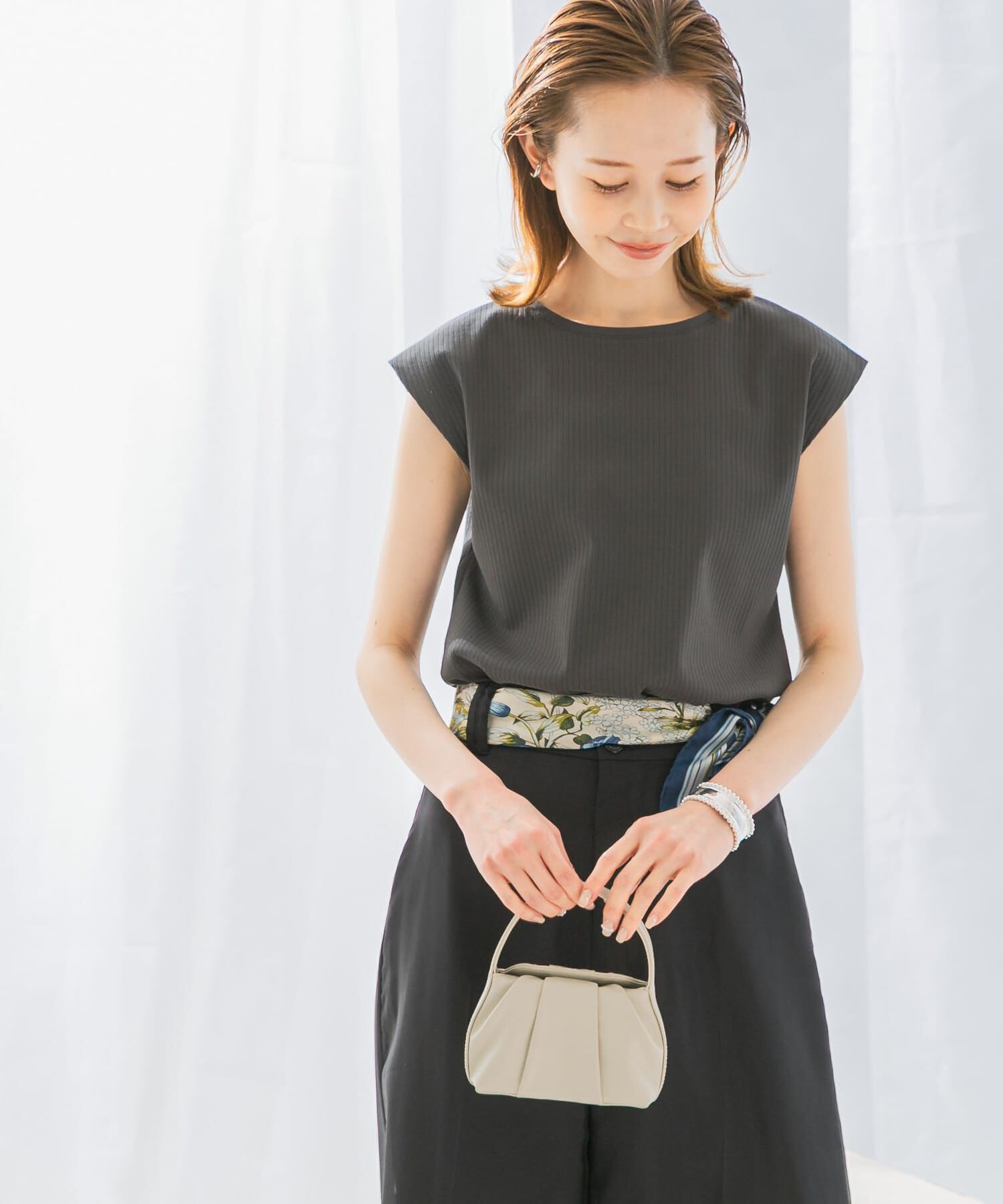 URBAN RESEARCH ROSSO「汗染防止フレンチリブTシャツ」|Tシャツ・カットソー|チャコールグレー