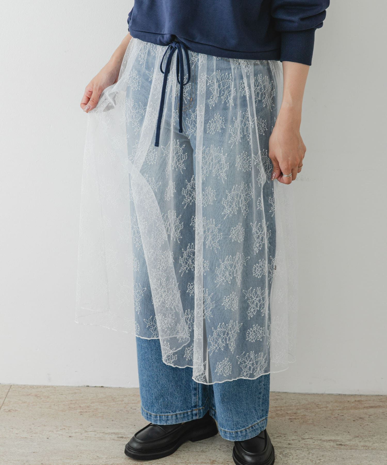 URBAN RESEARCH ROSSO「F by ROSSO　チュールレースレイヤードスカート」|スカート|