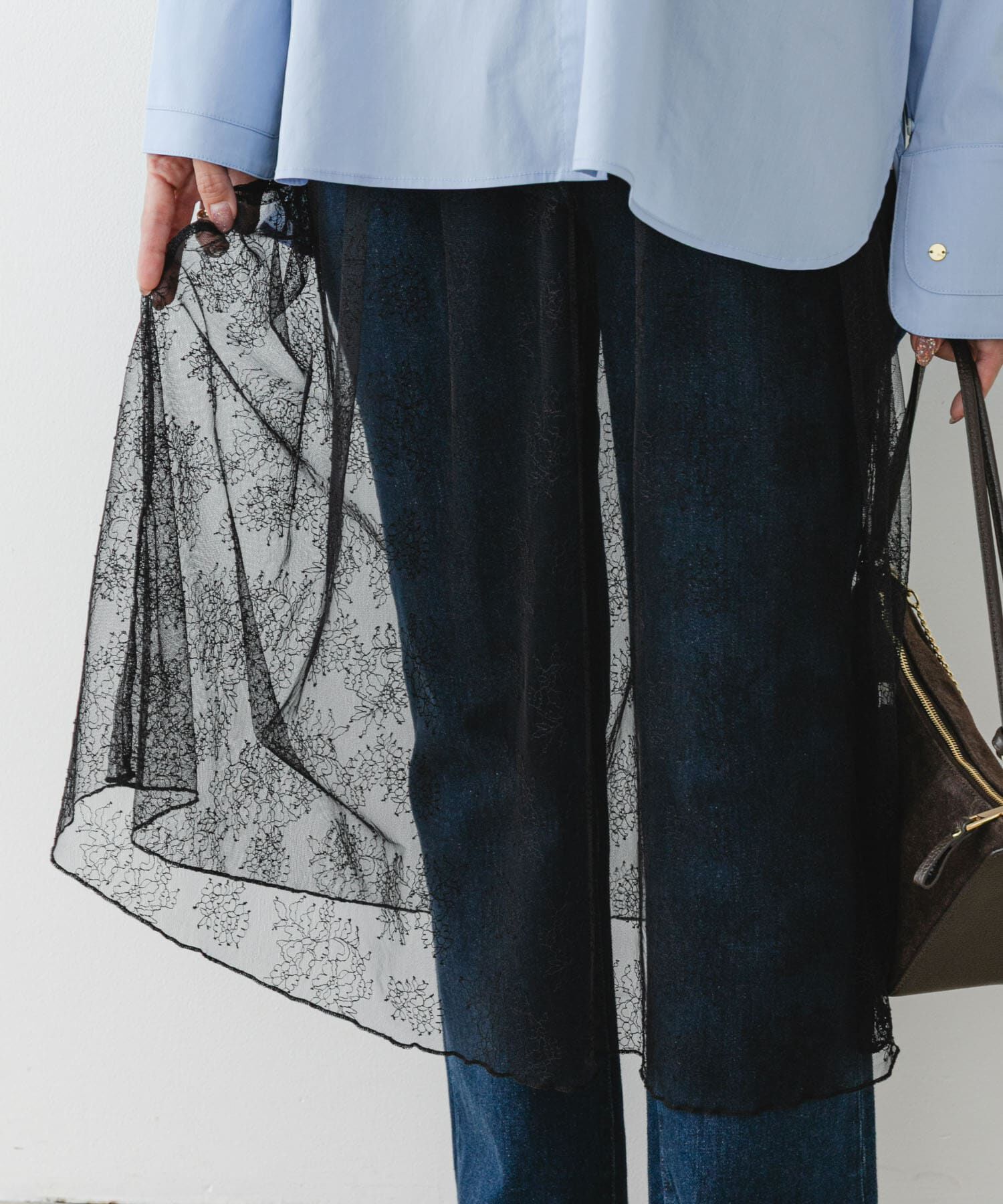 URBAN RESEARCH ROSSO「F by ROSSO　チュールレースレイヤードスカート」|スカート|