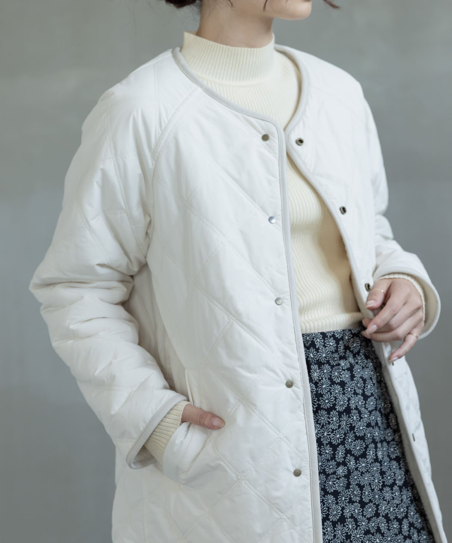 Sonny Label 「リバーシブルボア撥水キルティングコート」|ノーカラーコート|