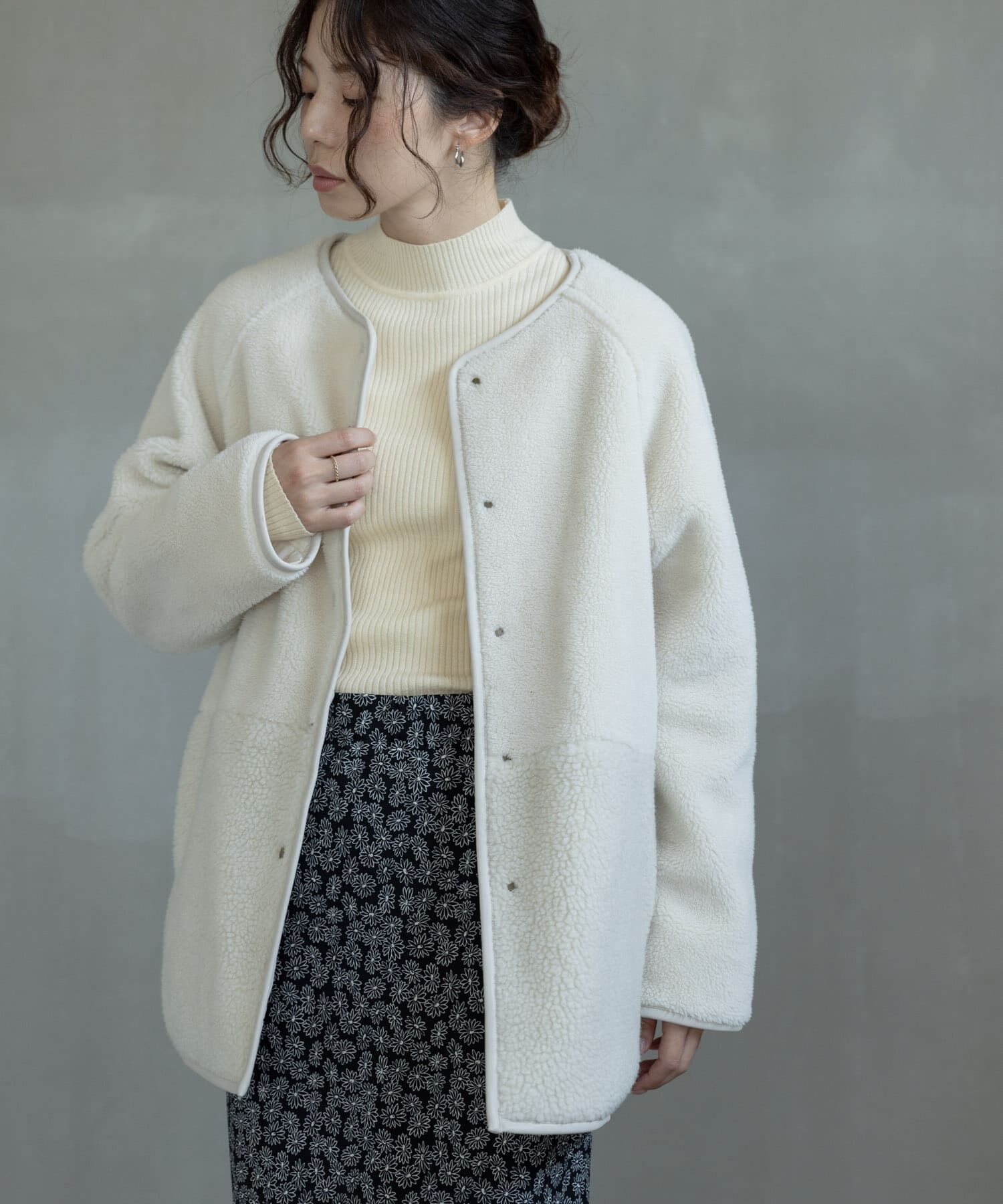 Sonny Label 「リバーシブルボア撥水キルティングコート」|ノーカラーコート|