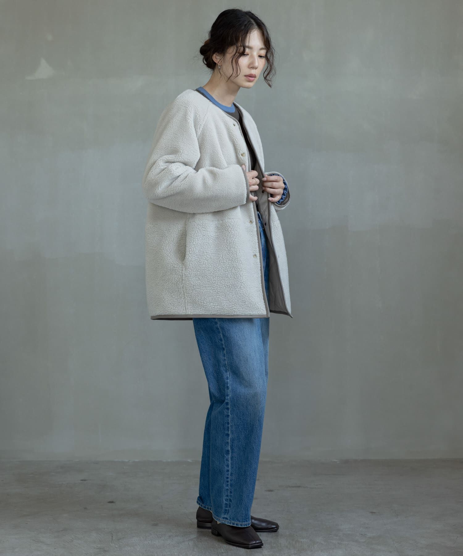 Sonny Label 「リバーシブルボア撥水キルティングコート」|ノーカラーコート|