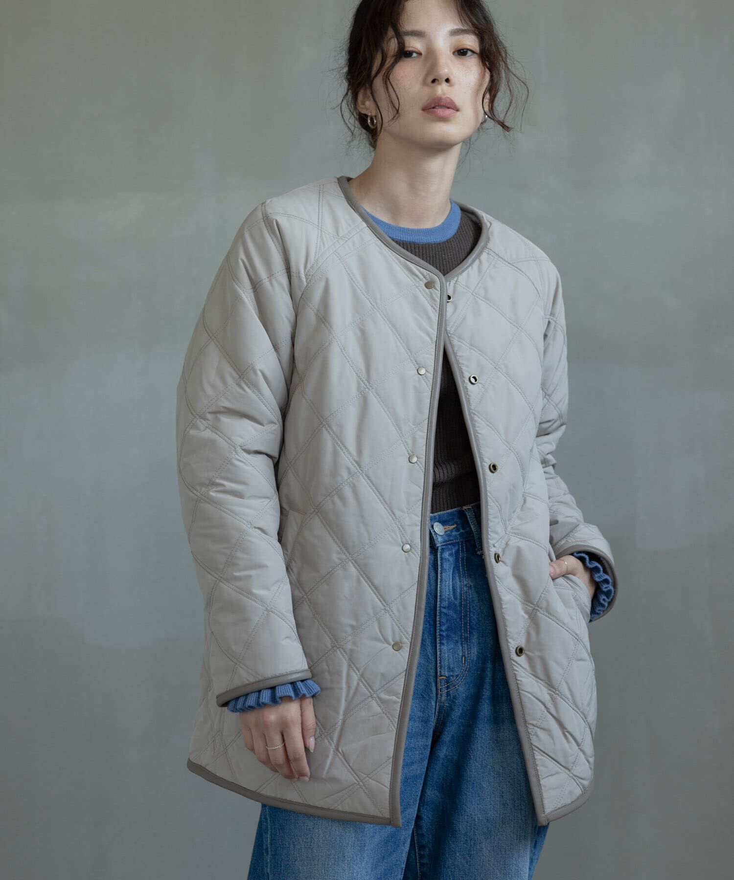 Sonny Label 「リバーシブルボア撥水キルティングコート」|ノーカラーコート|