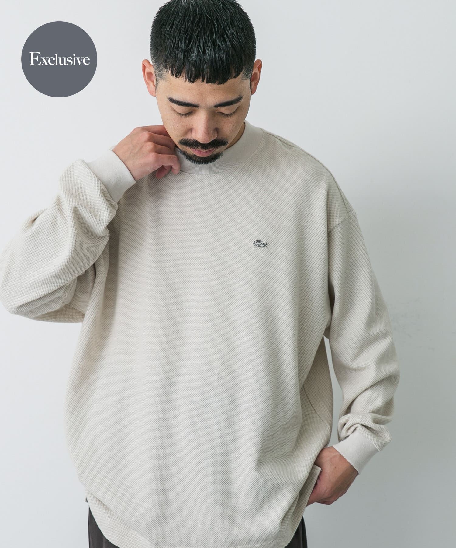 URBAN RESEARCH DOORS「『別注』LACOSTE&times;DOORS　thick pique mock long-sleeve」|Tシャツ・カットソー|アイボリー