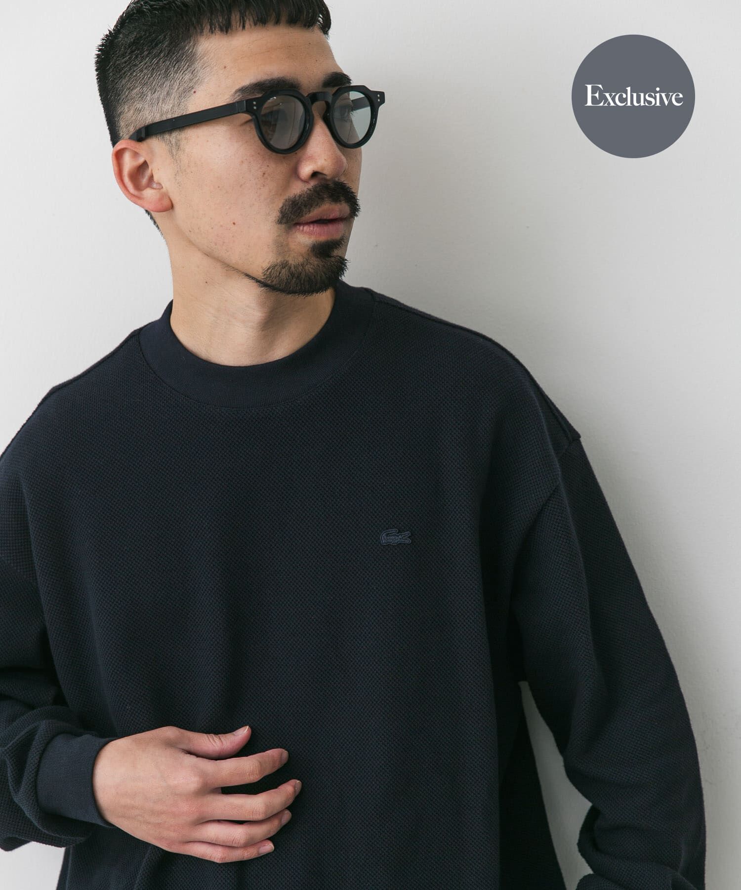 URBAN RESEARCH DOORS「『別注』LACOSTE&times;DOORS　thick pique mock long-sleeve」|Tシャツ・カットソー|ネイビー