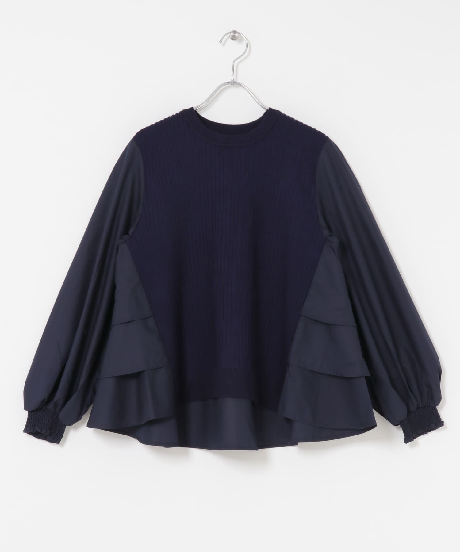 URBAN RESEARCH ROSSO「Torrazzo Donna　Knit Fabric Tiered Blouse」|シャツ・ブラウス|ネイビー