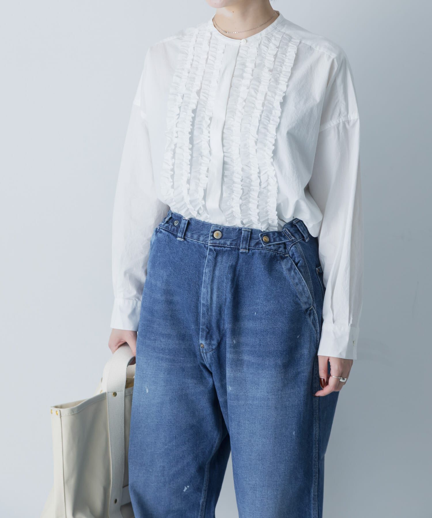 かぐれ「コットンフリルワイドシャツ」|シャツ・ブラウス|