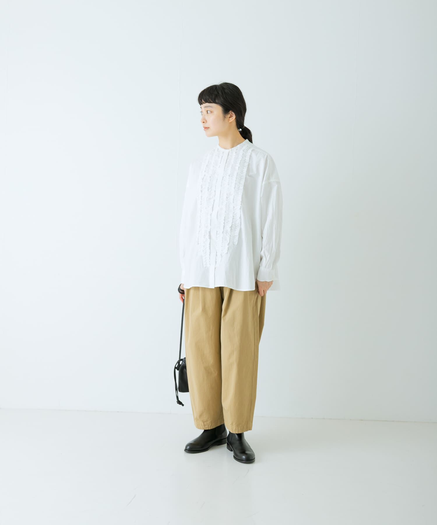 かぐれ「コットンフリルワイドシャツ」|シャツ・ブラウス|