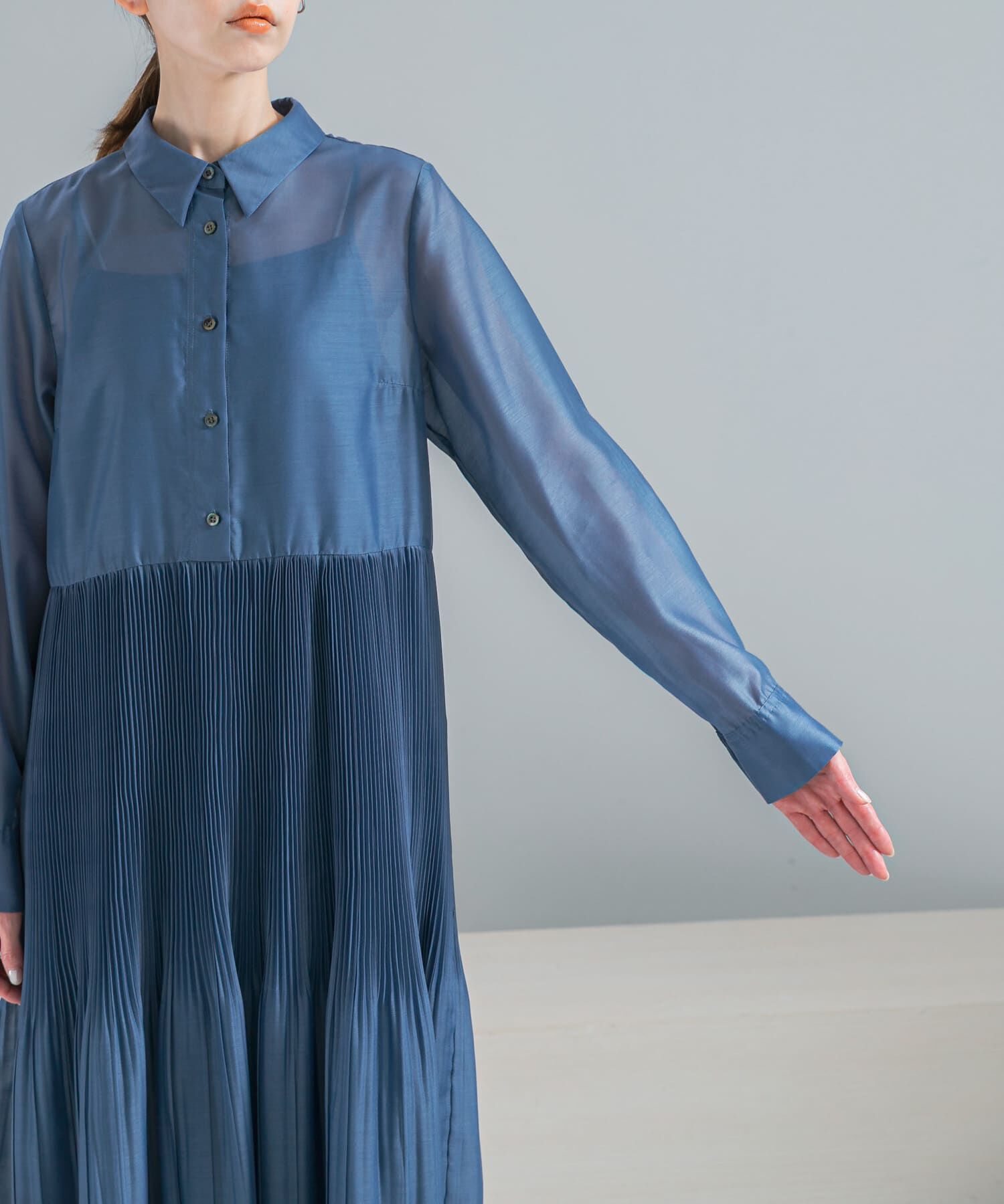 URBAN RESEARCH ROSSO「プリーツロングシャツワンピース」|ワンピース|