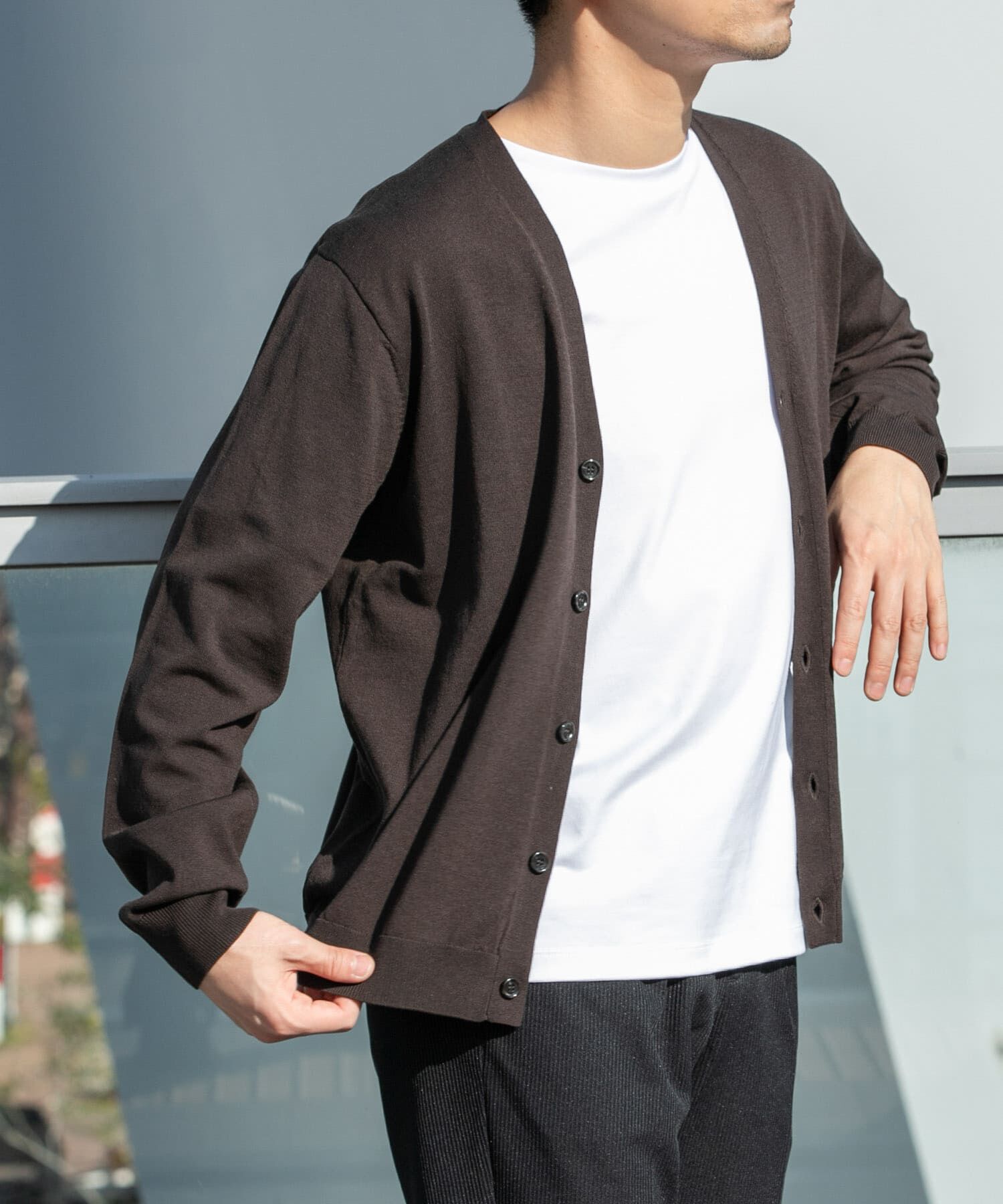 URBAN RESEARCH ROSSO「『WEB限定』シルク混ベーシックカーディガン」|カーディガン|