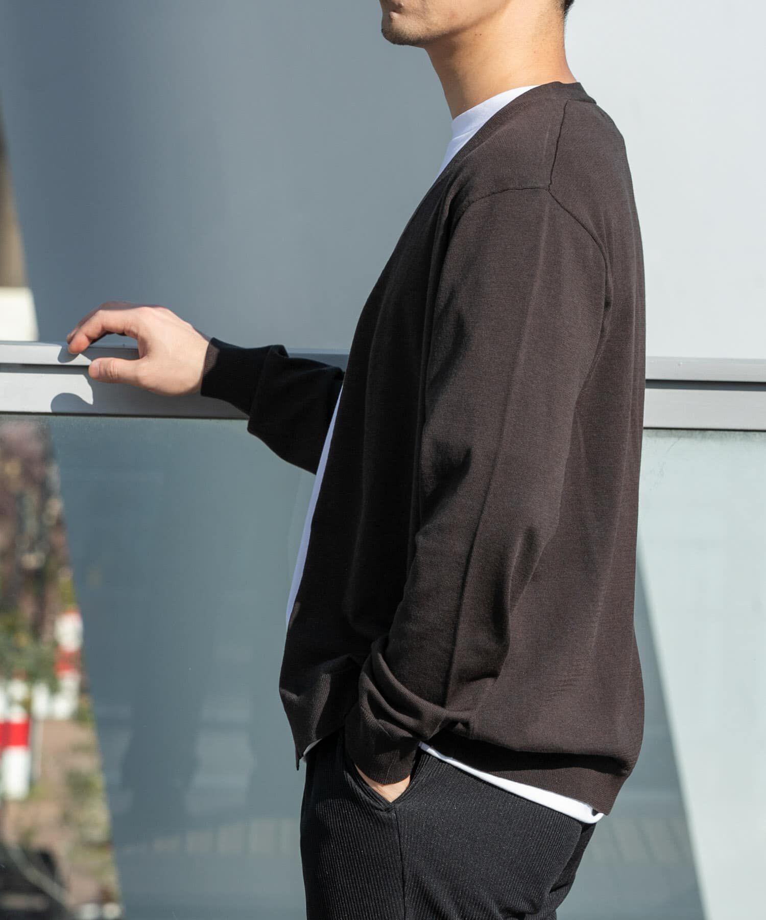 URBAN RESEARCH ROSSO「『WEB限定』シルク混ベーシックカーディガン」|カーディガン|