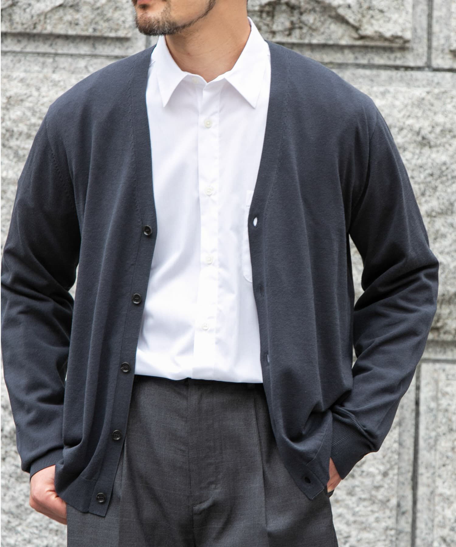 URBAN RESEARCH ROSSO「『WEB限定』シルク混ベーシックカーディガン」|カーディガン|ブルー系その他