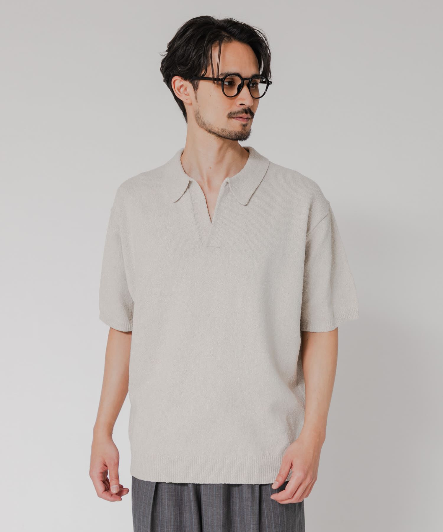 URBAN RESEARCH「SILK NOIL SKIPPER POLO」|ポロシャツ|ホワイト系その他