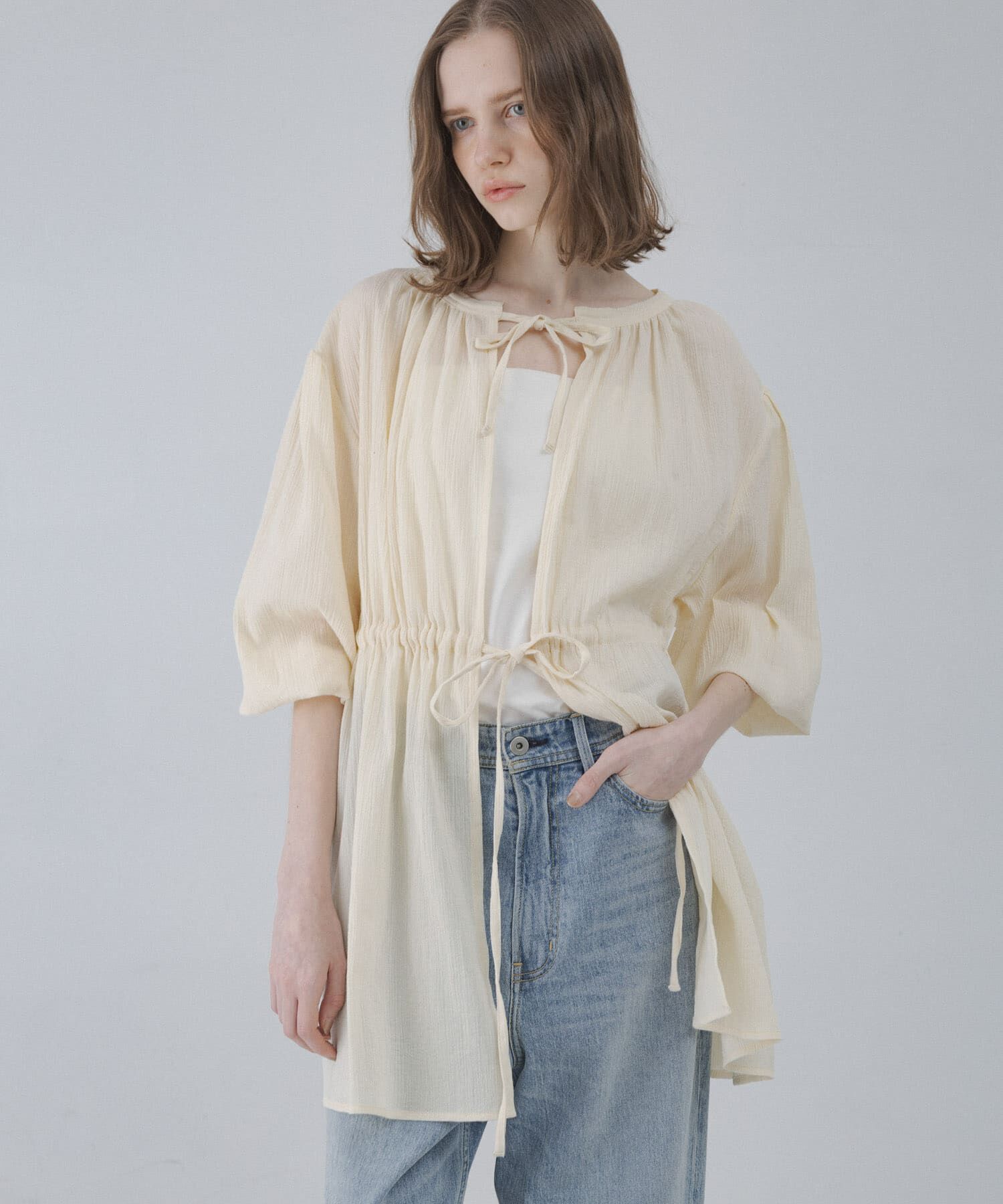 Sonny Label 「『WEB限定』フロントリボン楊柳ブラウス」|シャツ・ブラウス|