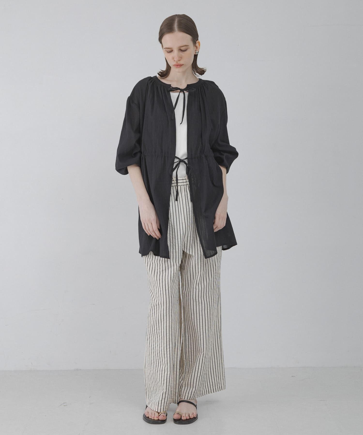 Sonny Label 「『WEB限定』フロントリボン楊柳ブラウス」|シャツ・ブラウス|