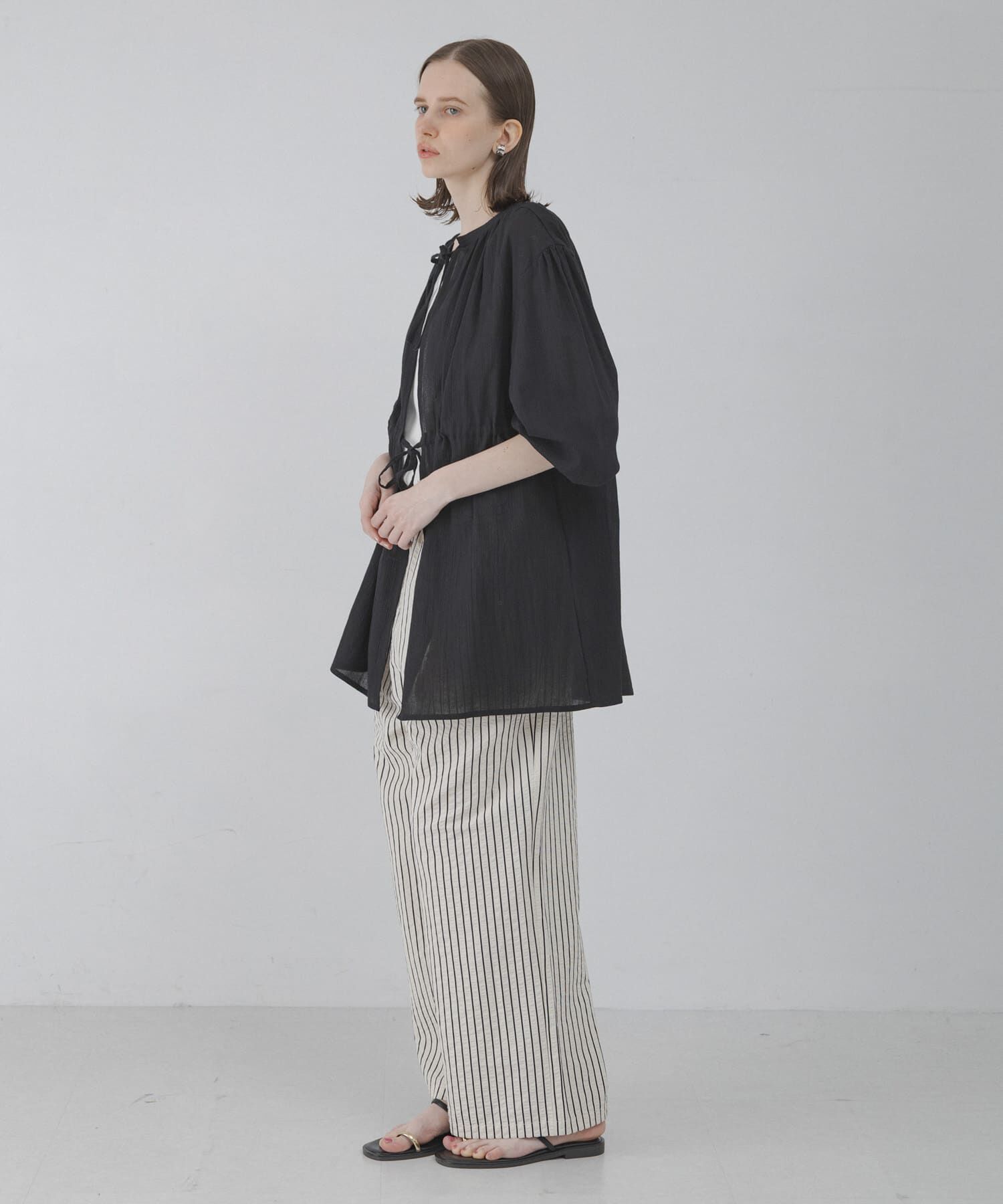 Sonny Label 「『WEB限定』フロントリボン楊柳ブラウス」|シャツ・ブラウス|