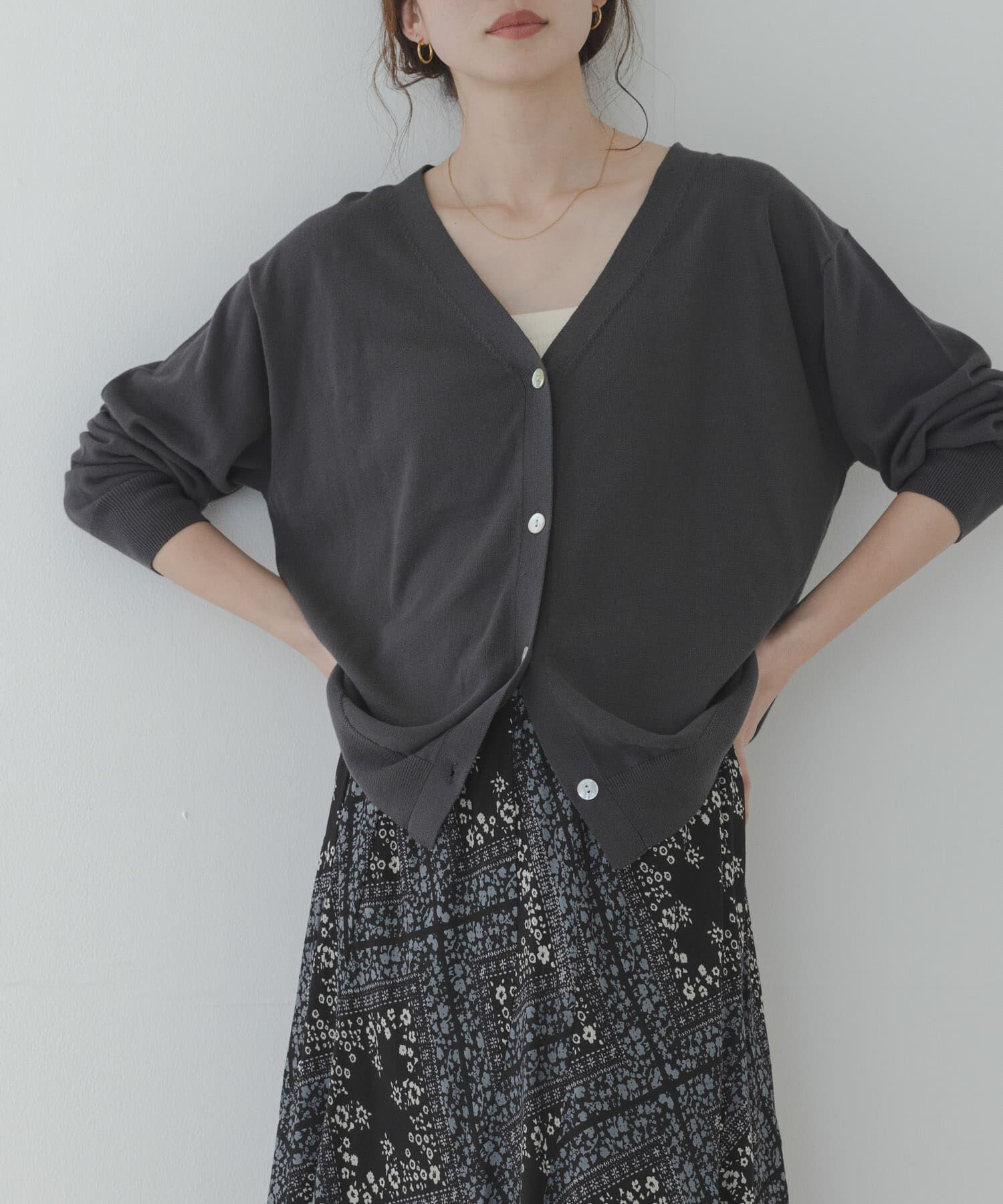 Sonny Label 「『WEB限定』クールミストミディカーディガン」|ニット・セーター|チャコールグレー