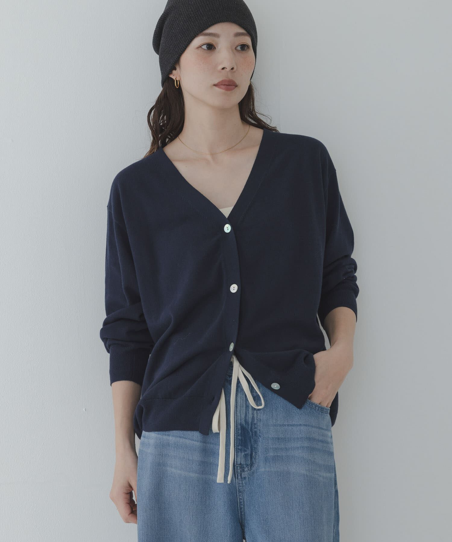 Sonny Label 「『WEB限定』クールミストミディカーディガン」|ニット・セーター|ネイビー