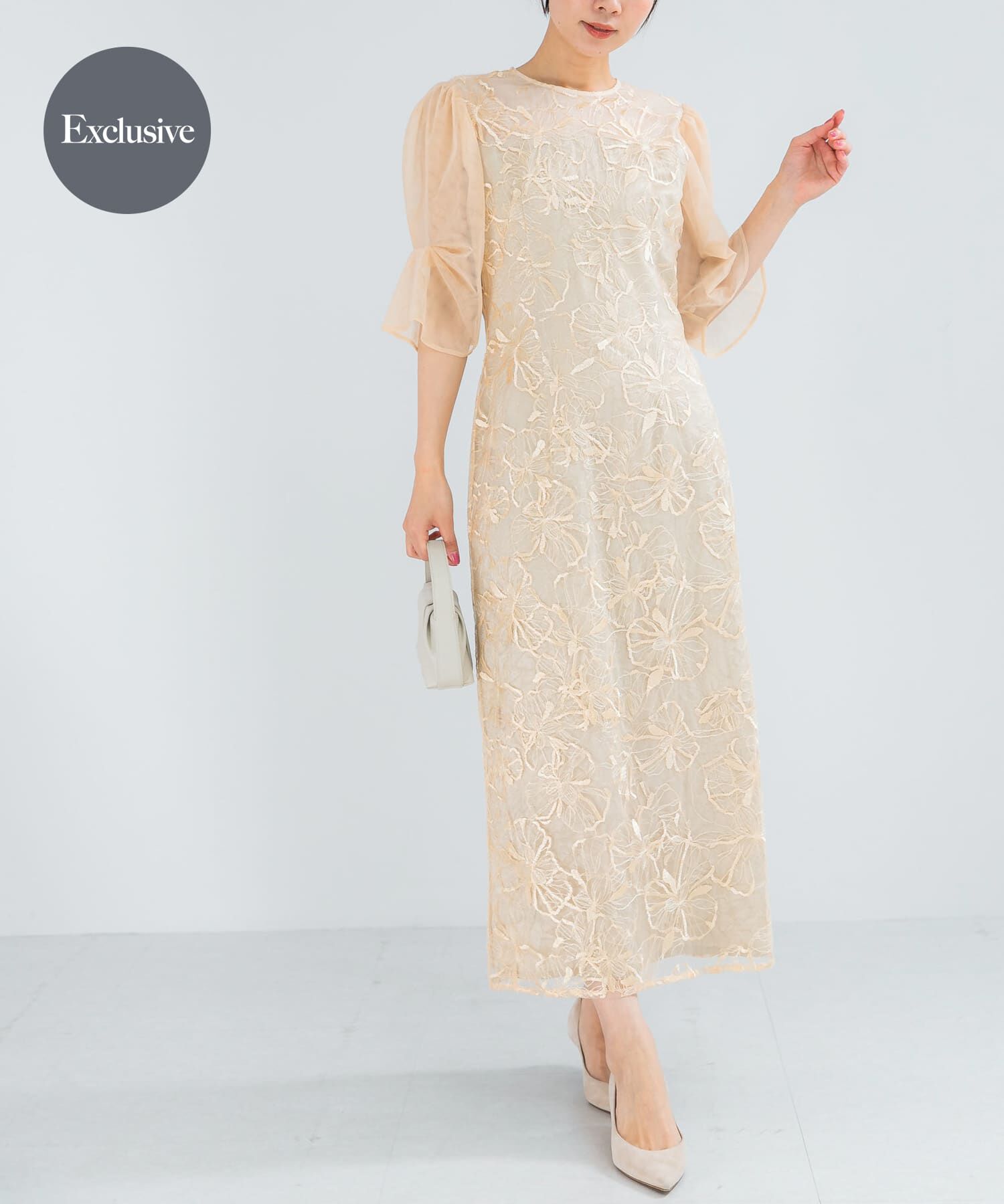 URBAN RESEARCH ROSSO「『別注』kaene&times;ROSSO　フラワーエンブロイダリードレス」|ワンピース|イエロー