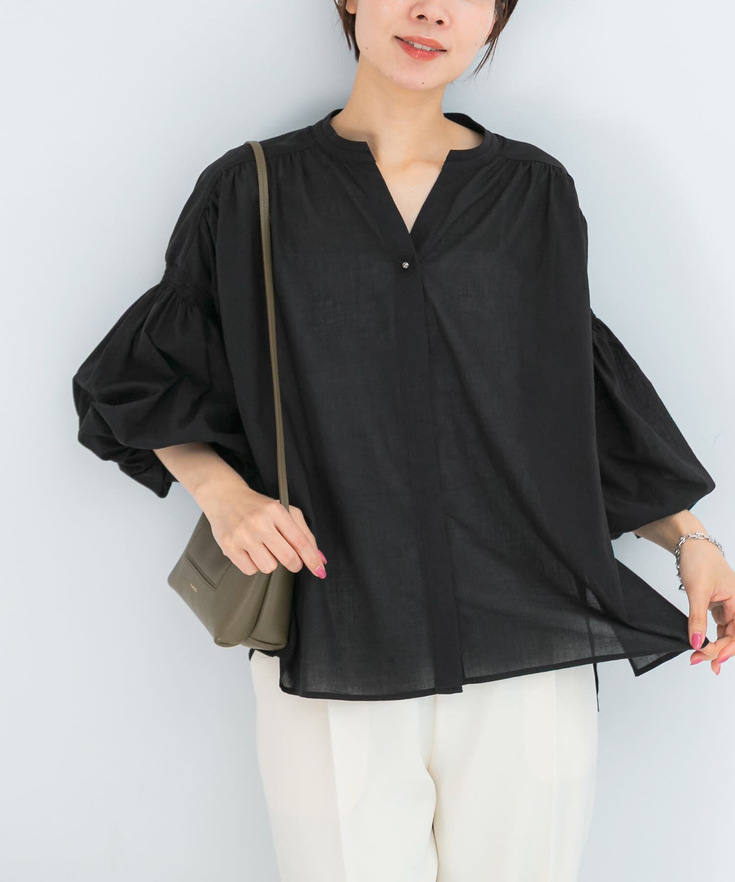 URBAN RESEARCH ROSSO「『WEB限定』コットンボイルバルーンスリーブブラウス」|シャツ・ブラウス|