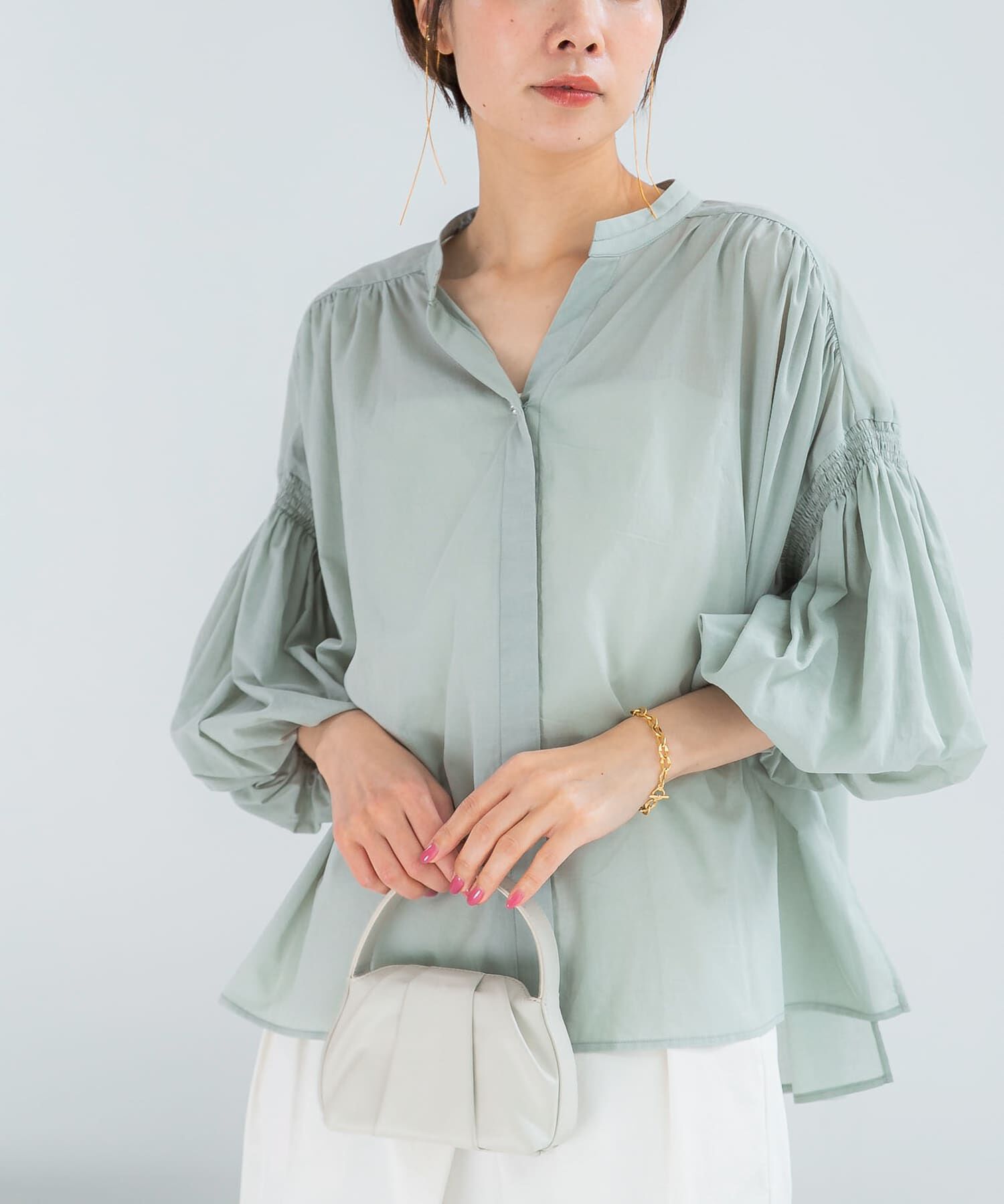 URBAN RESEARCH ROSSO「『WEB限定』コットンボイルバルーンスリーブブラウス」|シャツ・ブラウス|