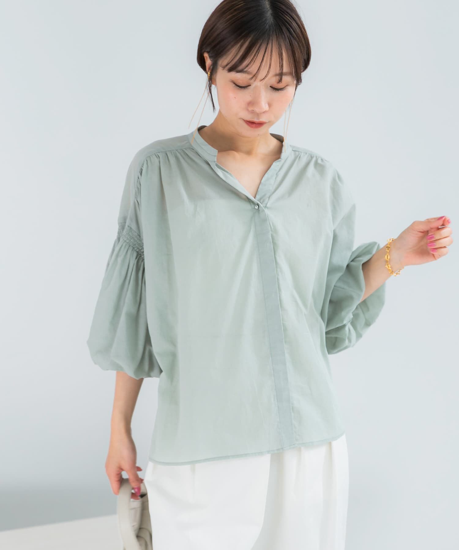 URBAN RESEARCH ROSSO「『WEB限定』コットンボイルバルーンスリーブブラウス」|シャツ・ブラウス|