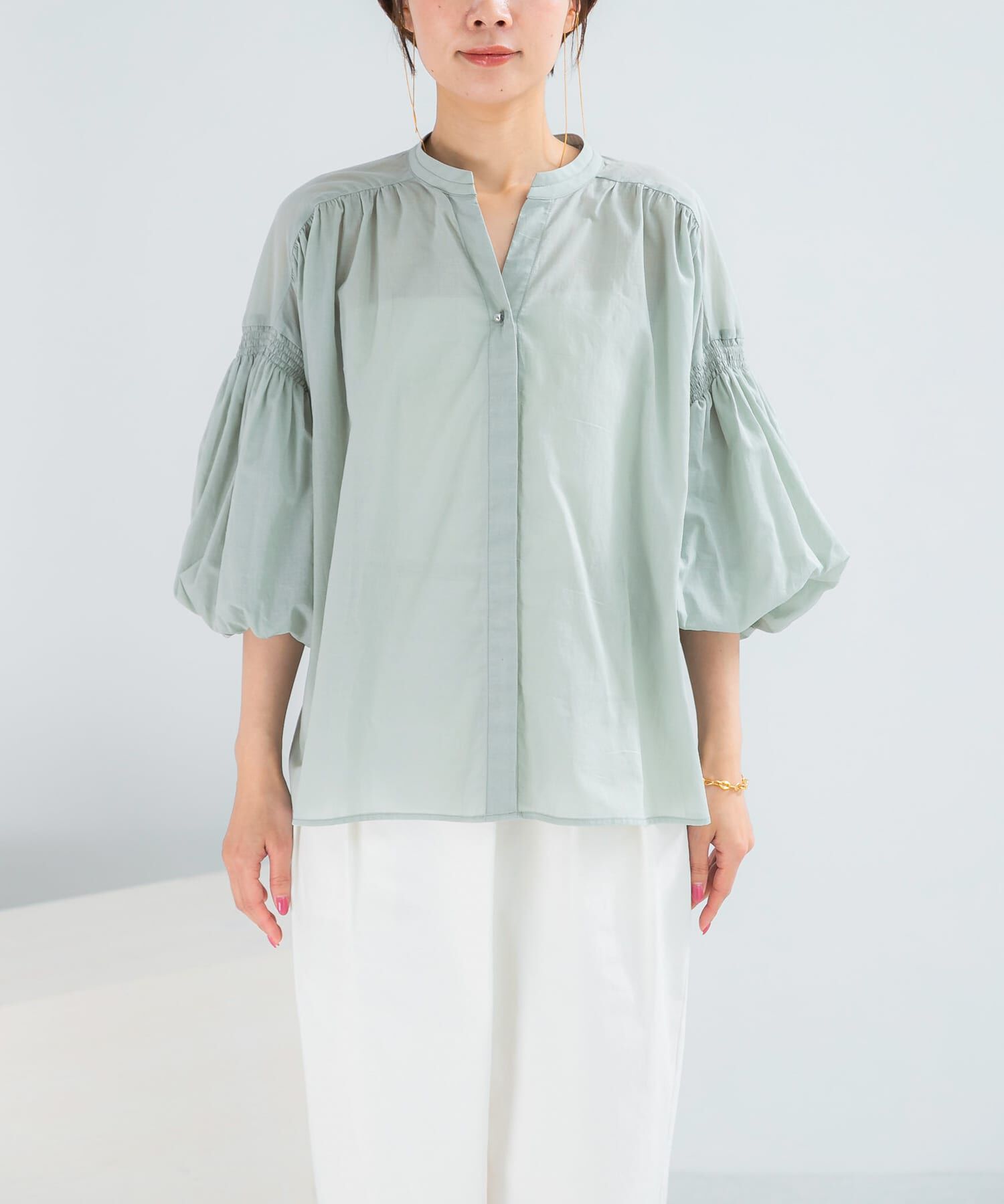 URBAN RESEARCH ROSSO「『WEB限定』コットンボイルバルーンスリーブブラウス」|シャツ・ブラウス|