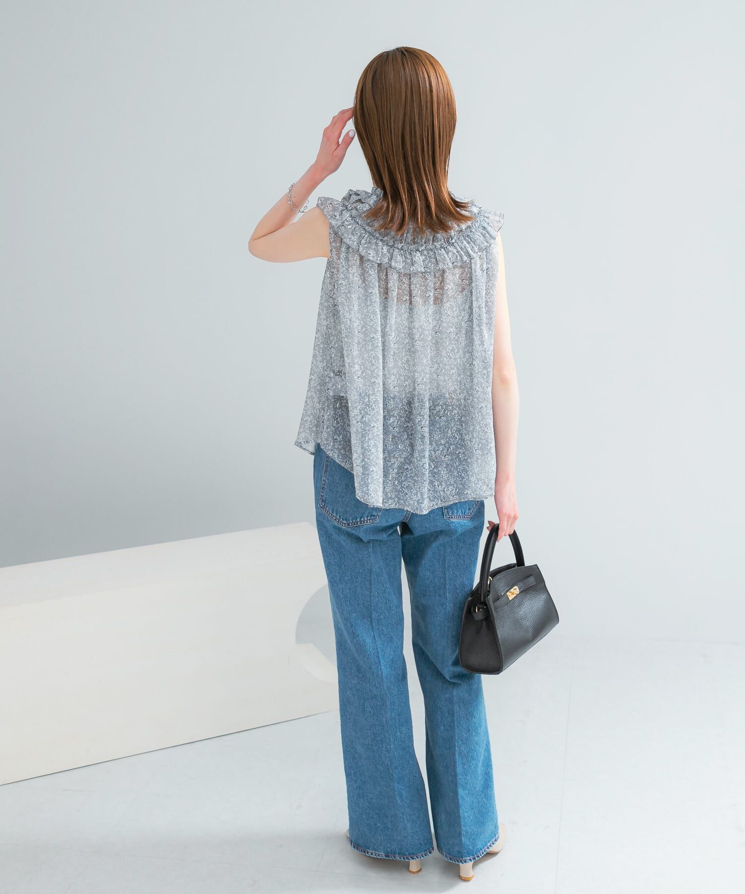 URBAN RESEARCH ROSSO「『WEB限定』フラワープリントフリルブラウス」|シャツ・ブラウス|