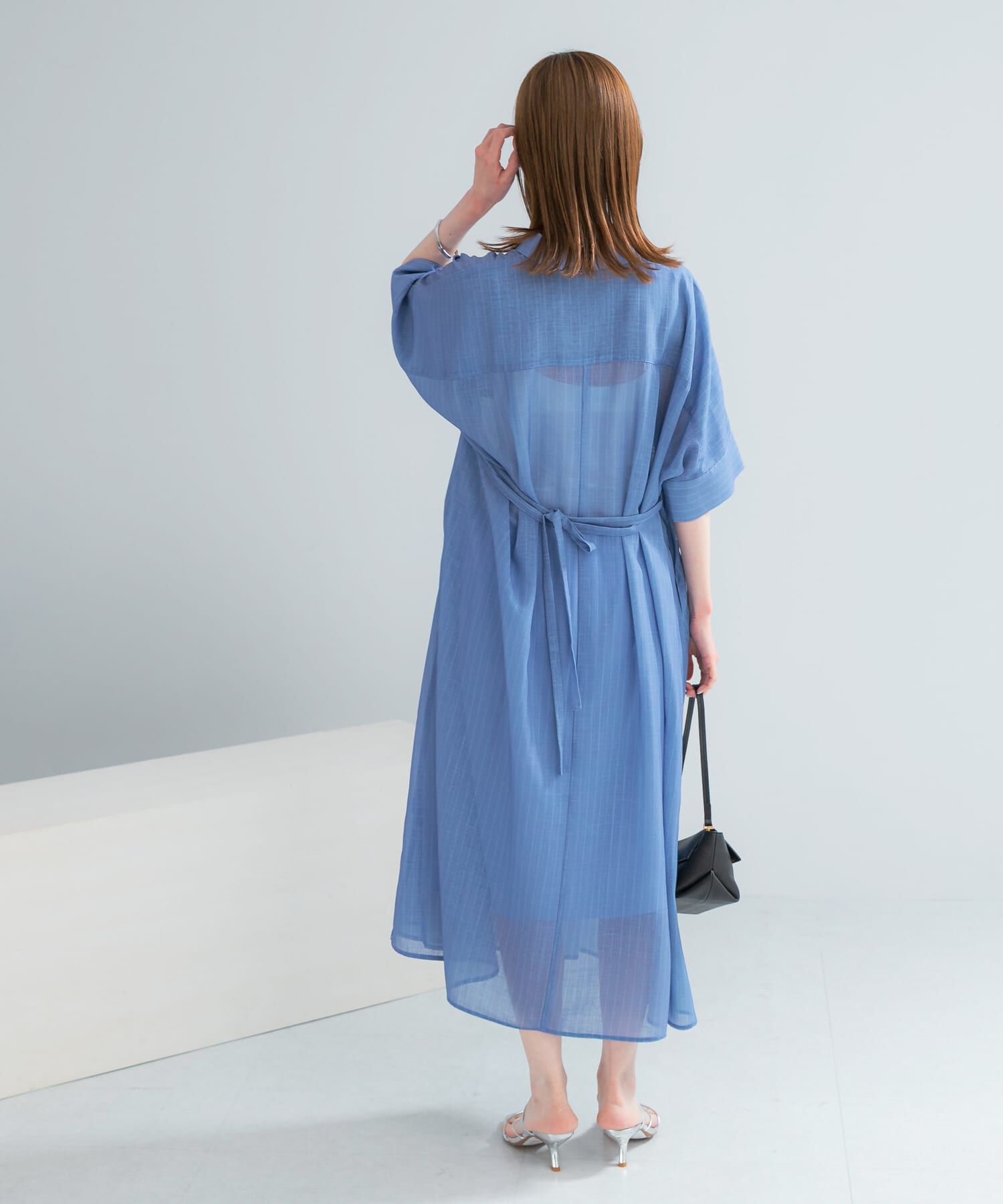 URBAN RESEARCH ROSSO「セミシアー5分袖シャツワンピース」|ワンピース|