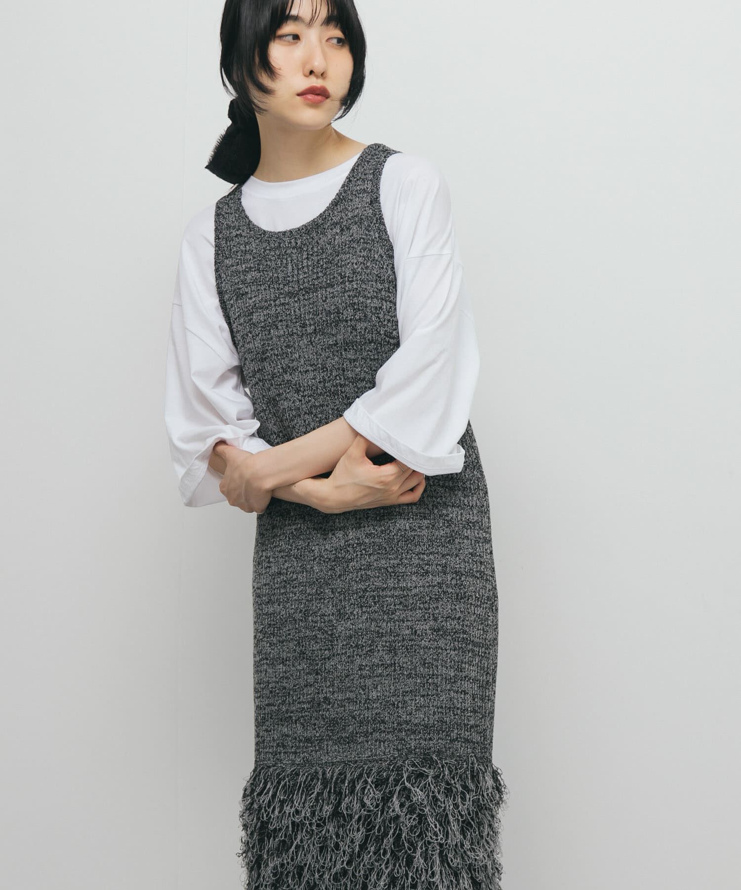  「ループフリンジニットワンピース」|ワンピース|