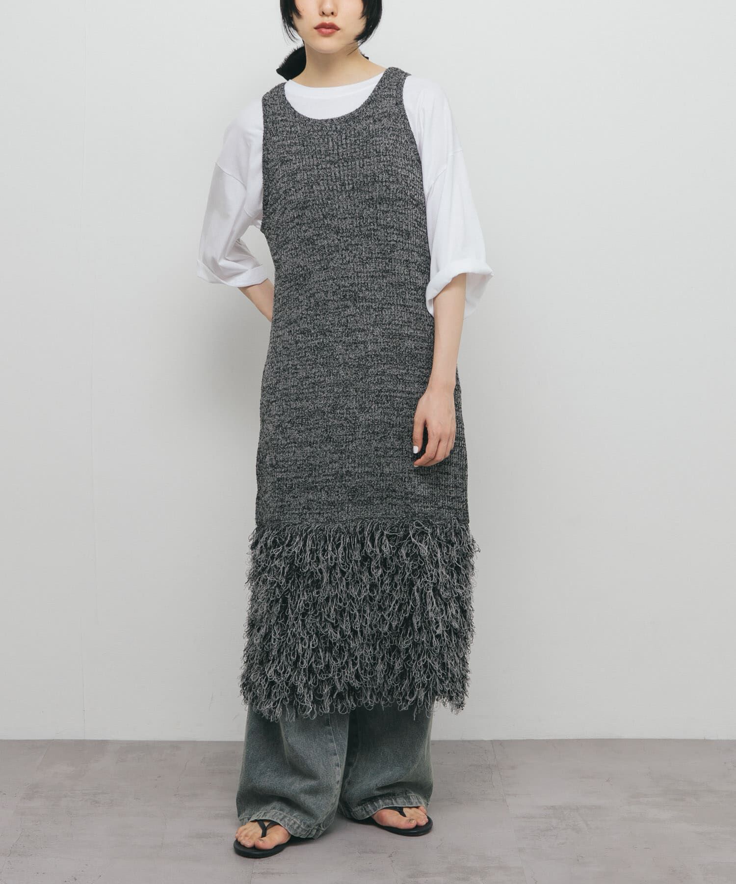  「ループフリンジニットワンピース」|ワンピース|