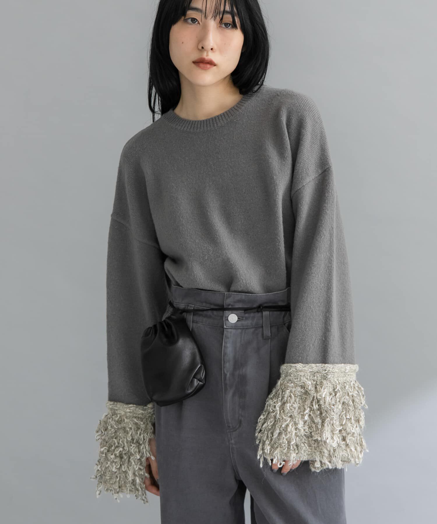  「『WEB限定』MIXドッキングニット」|ニット・セーター|グレー