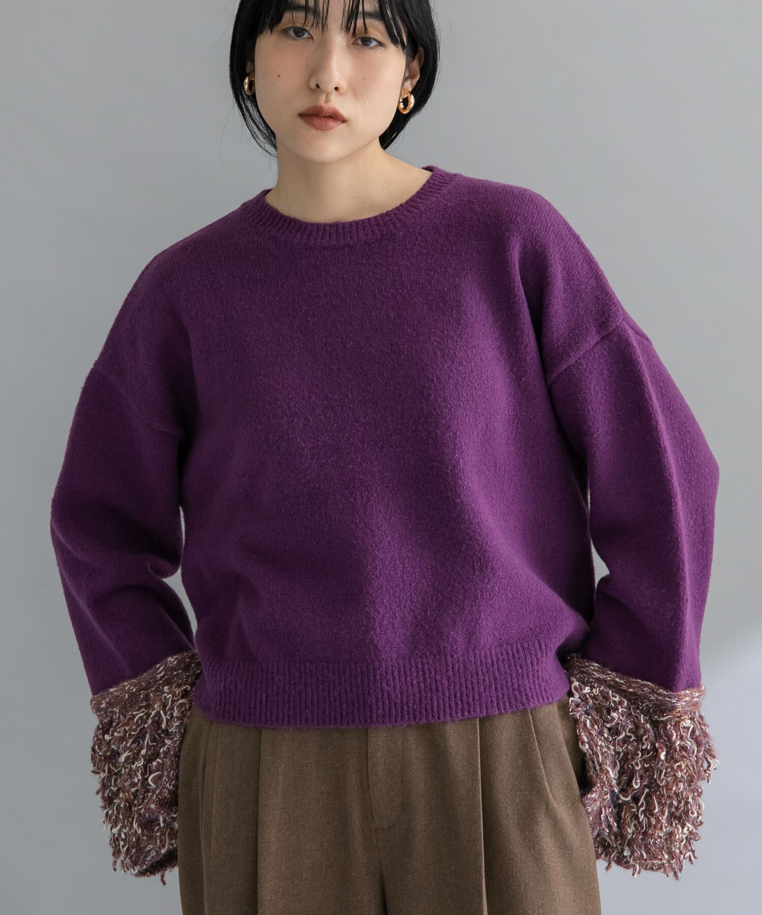  「『WEB限定』MIXドッキングニット」|ニット・セーター|パープル