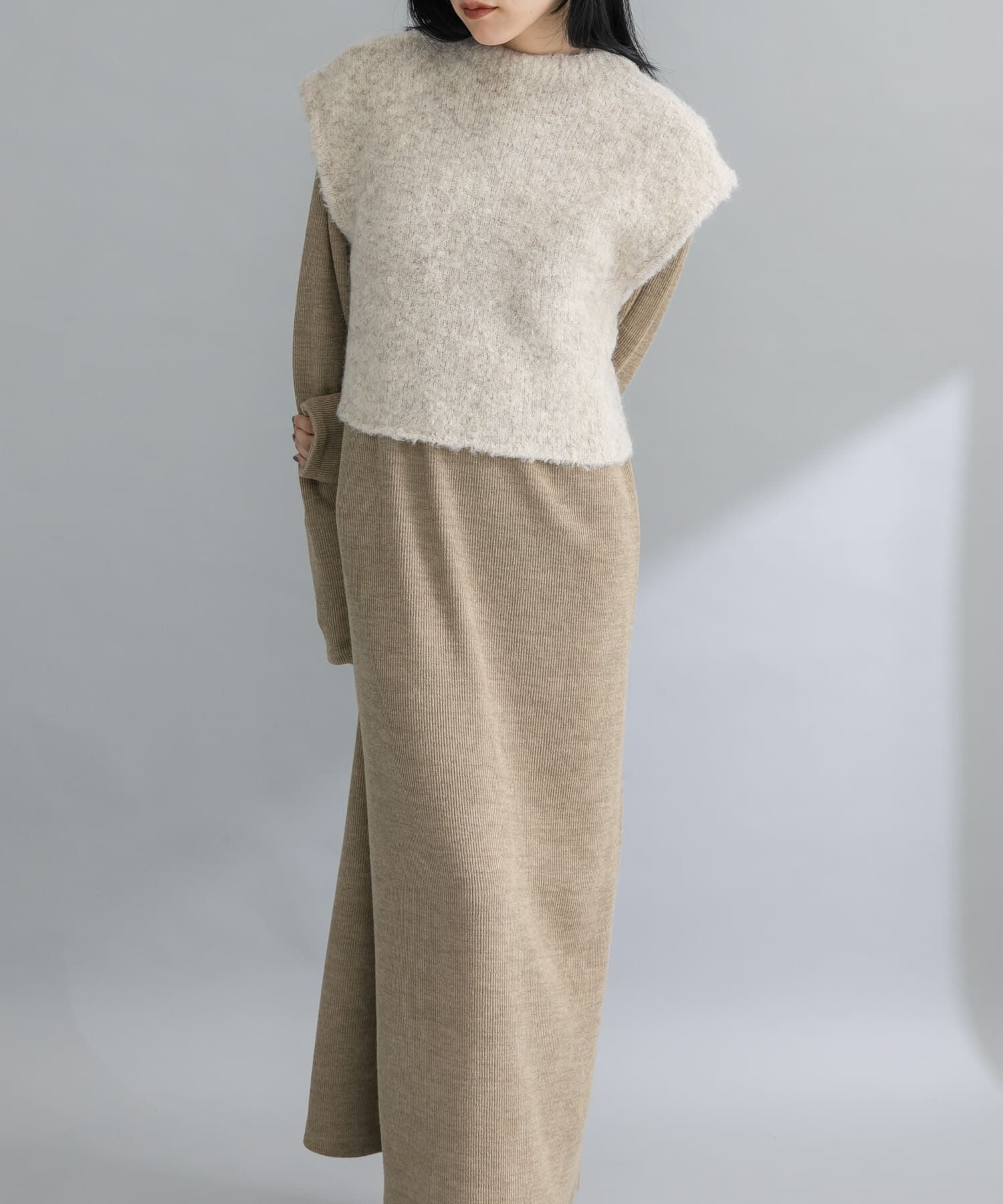  「『WEB限定』ニットSETカットソーワンピース」|ワンピース|