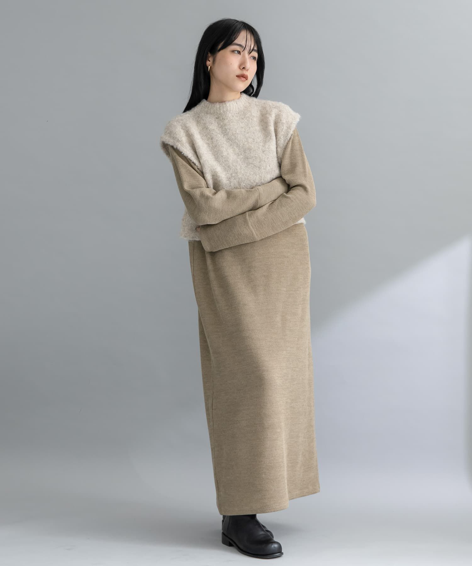  「『WEB限定』ニットSETカットソーワンピース」|ワンピース|