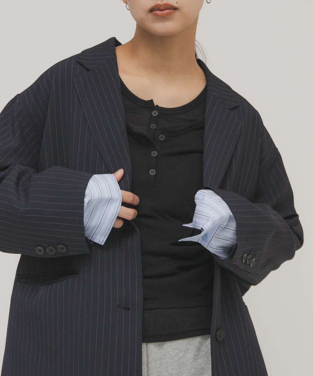  「レイヤードヘンリーネックTEE」|Tシャツ・カットソー|