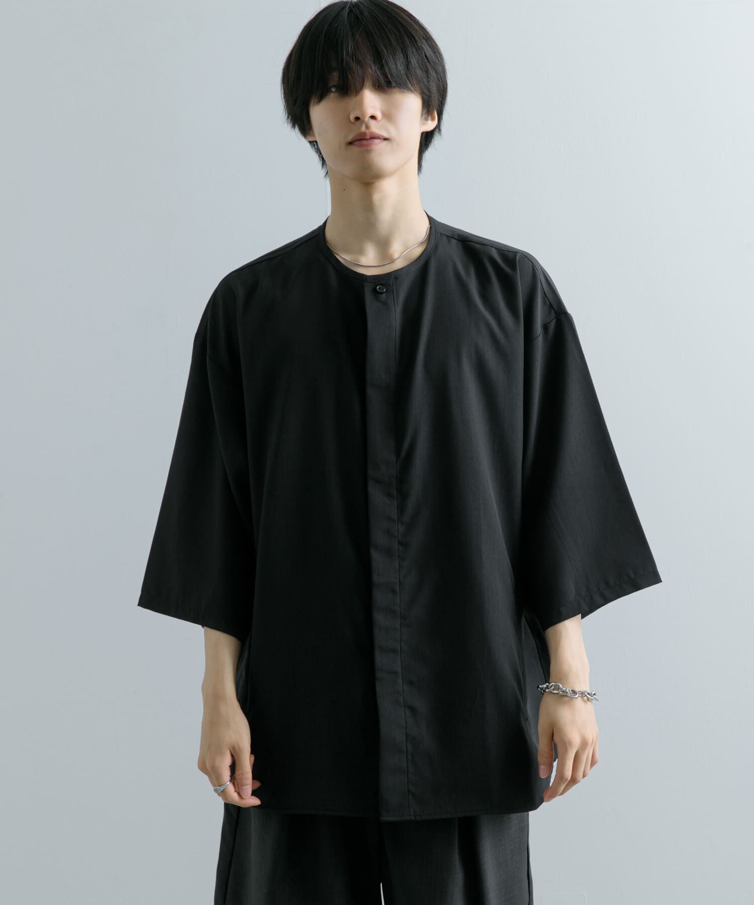 SENSE OF PLACE by URBAN RESEARCH「ノーカラールーズシャツ(5分袖)」|シャツ・ブラウス|