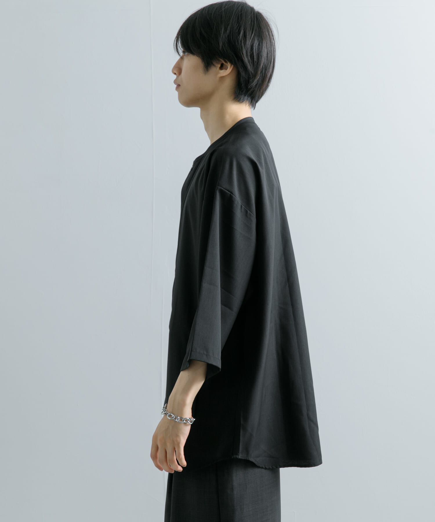 SENSE OF PLACE by URBAN RESEARCH「ノーカラールーズシャツ(5分袖)」|シャツ・ブラウス|