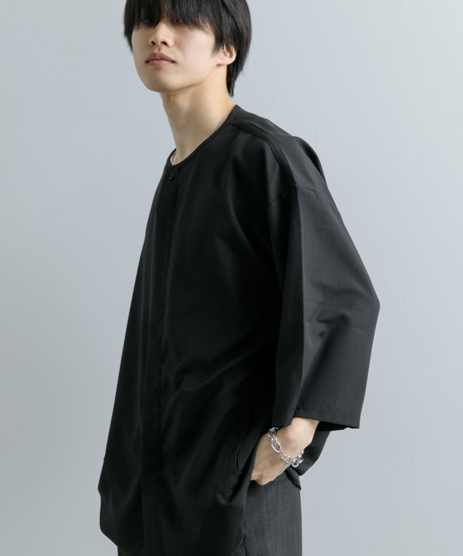 SENSE OF PLACE by URBAN RESEARCH「ノーカラールーズシャツ(5分袖)」|シャツ・ブラウス|