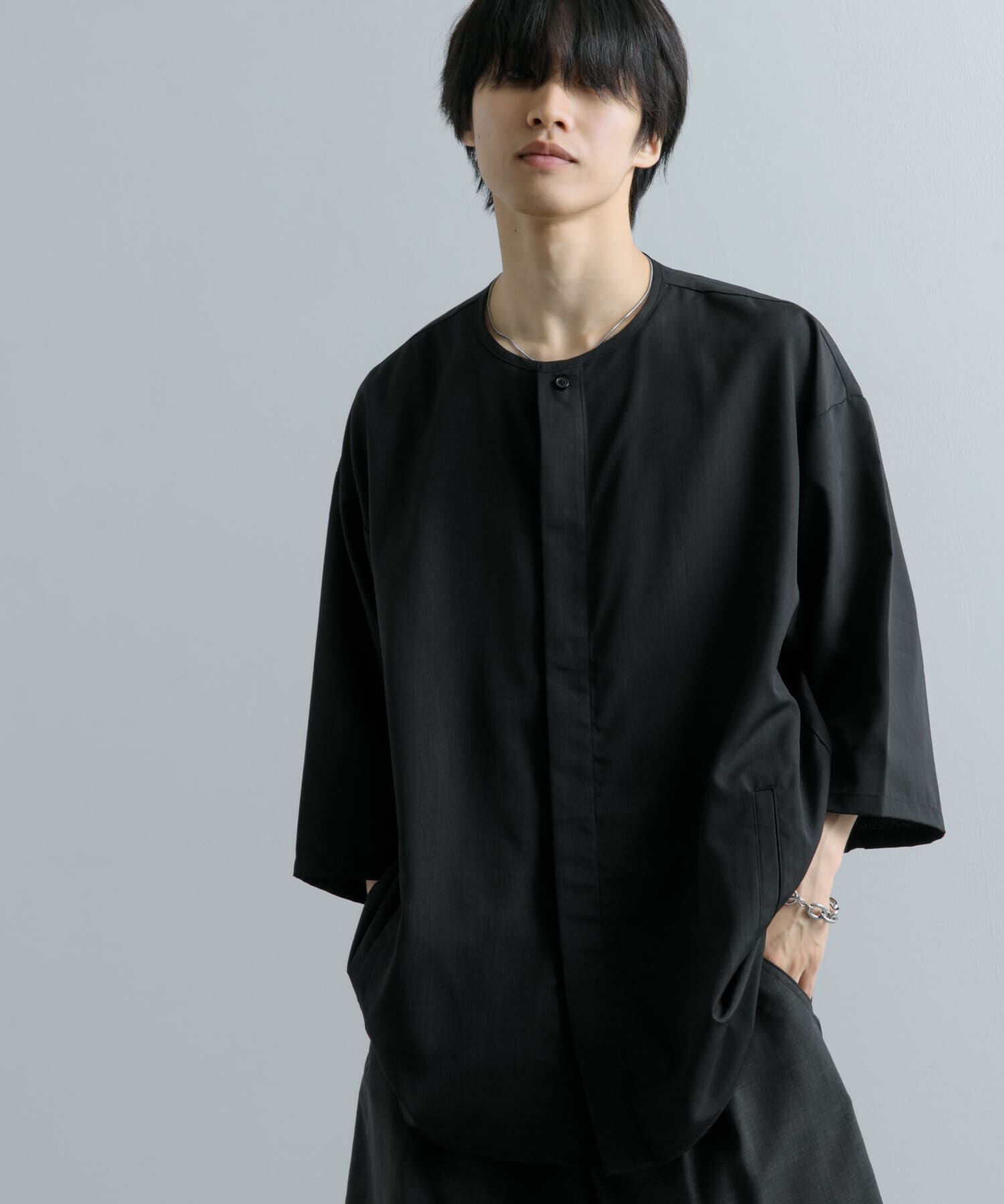 SENSE OF PLACE by URBAN RESEARCH「ノーカラールーズシャツ(5分袖)」|シャツ・ブラウス|