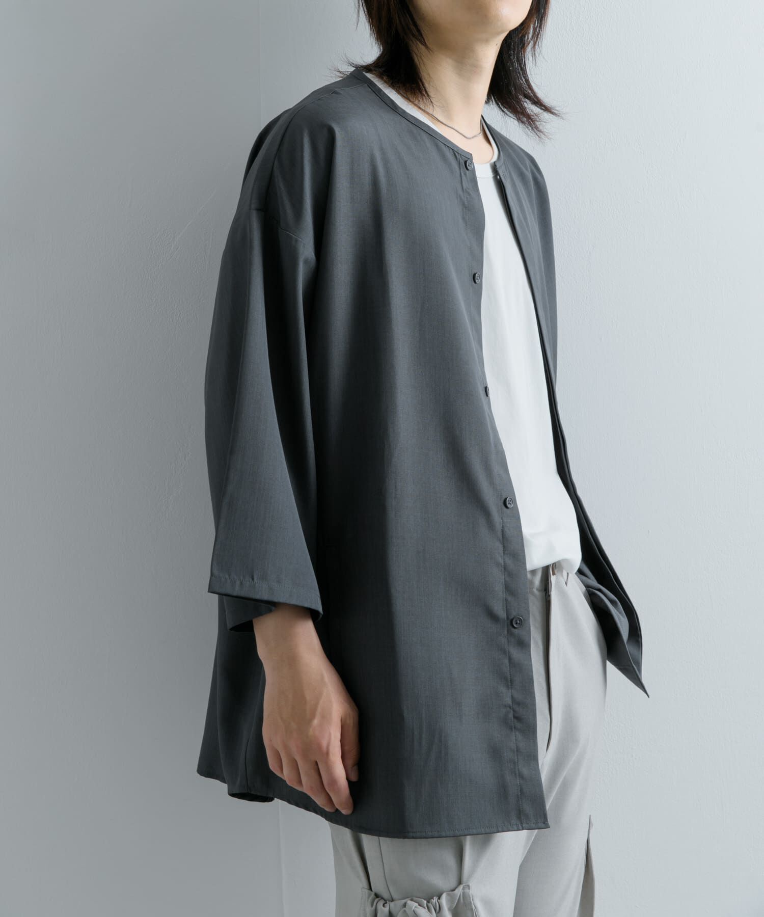 SENSE OF PLACE by URBAN RESEARCH「ノーカラールーズシャツ(5分袖)」|シャツ・ブラウス|