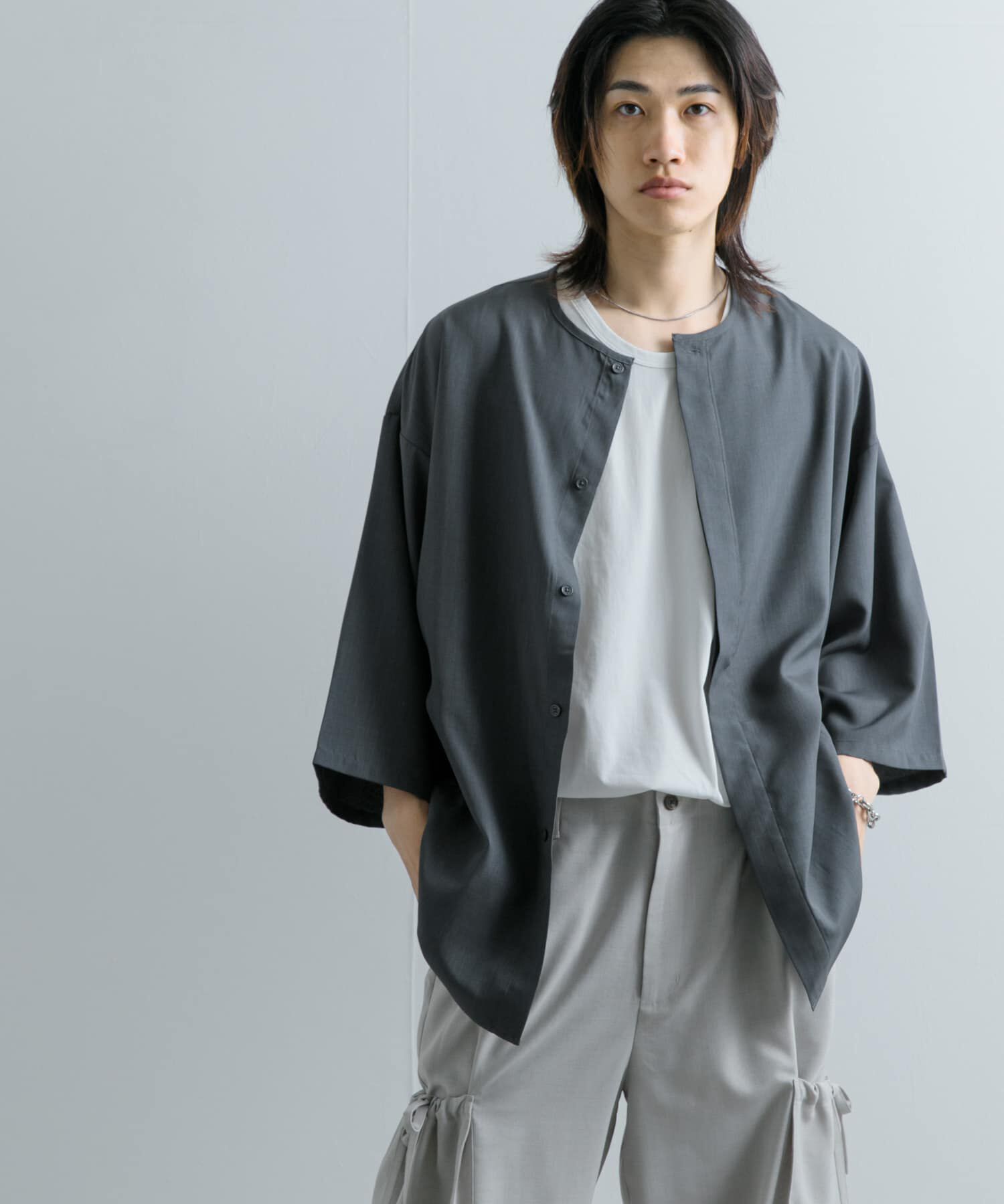 SENSE OF PLACE by URBAN RESEARCH「ノーカラールーズシャツ(5分袖)」|シャツ・ブラウス|