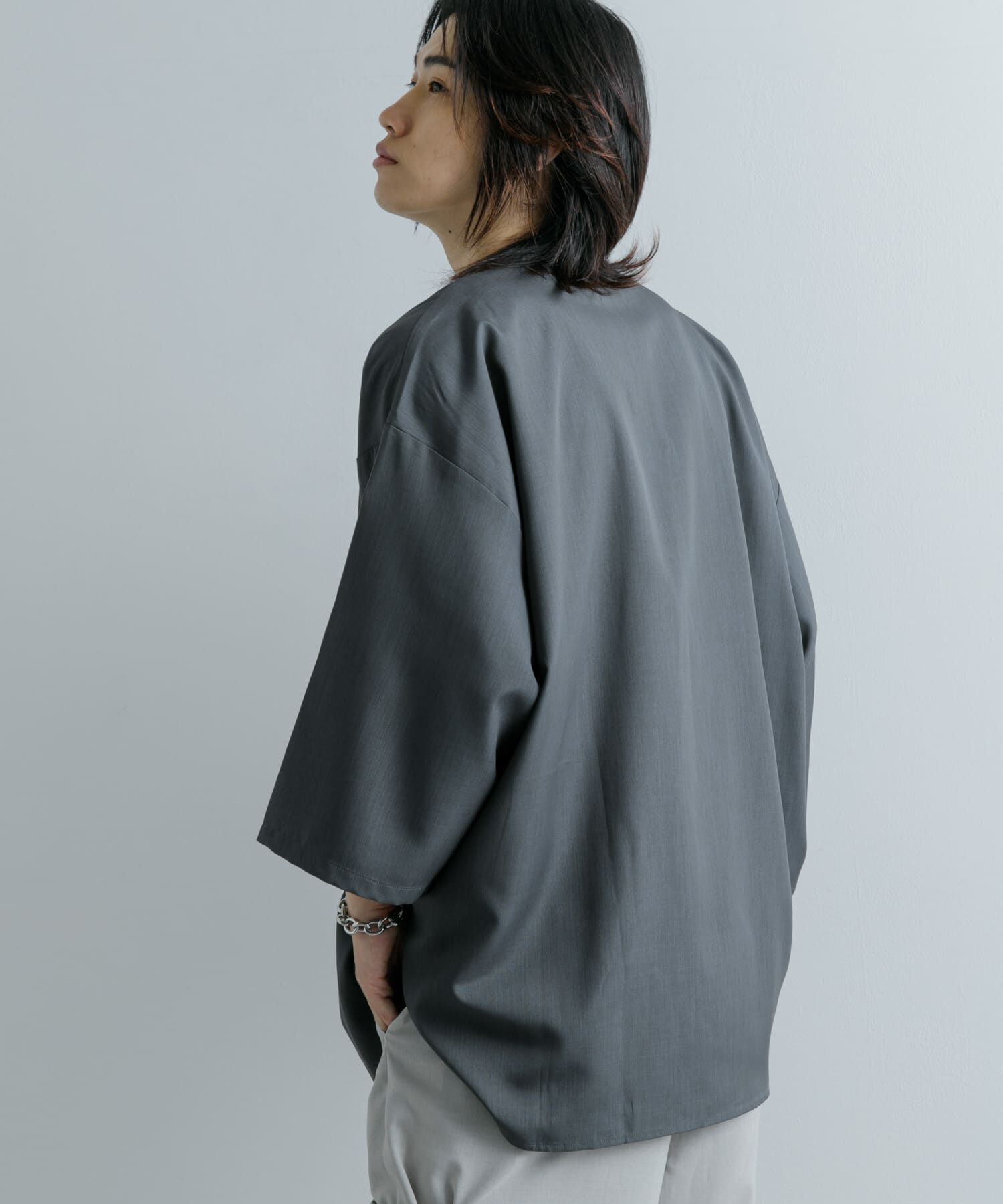 SENSE OF PLACE by URBAN RESEARCH「ノーカラールーズシャツ(5分袖)」|シャツ・ブラウス|