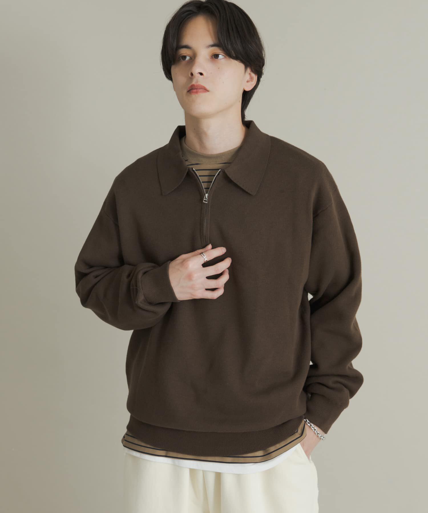 SENSE OF PLACE by URBAN RESEARCH「『ユニセックス』スウェットライクハーフジップニット」|ニット・セーター|